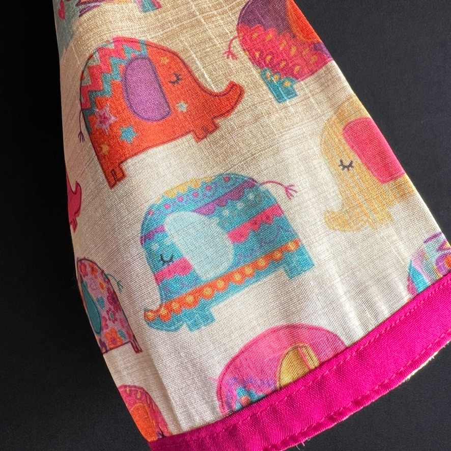 Hand Sewn Indian Dress Women’s Straight Elephant Printed Silk/Cotton Kurta Lined