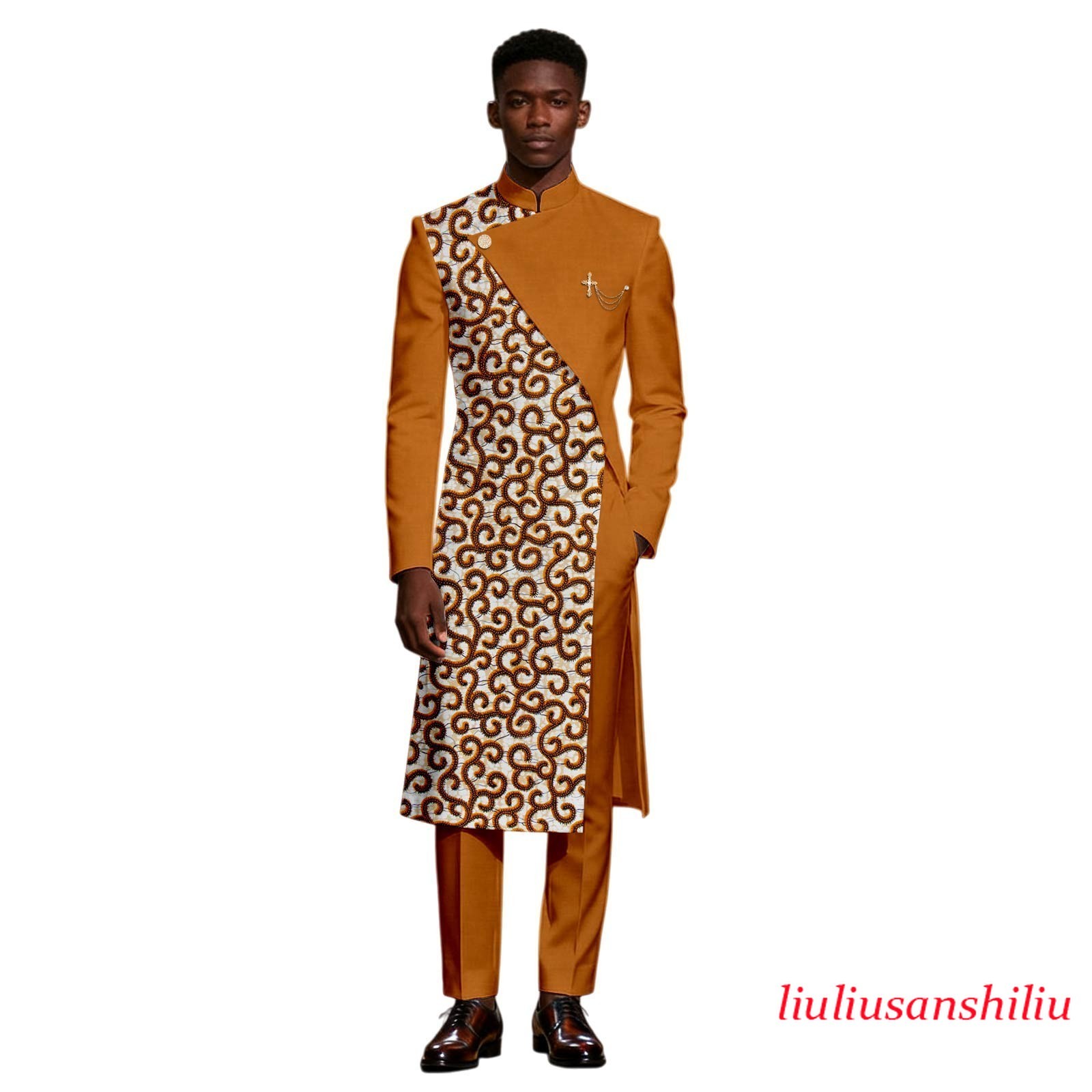 African Suits for Men Dashiki Printed Long Jacket and Pants 2 Piece Set African