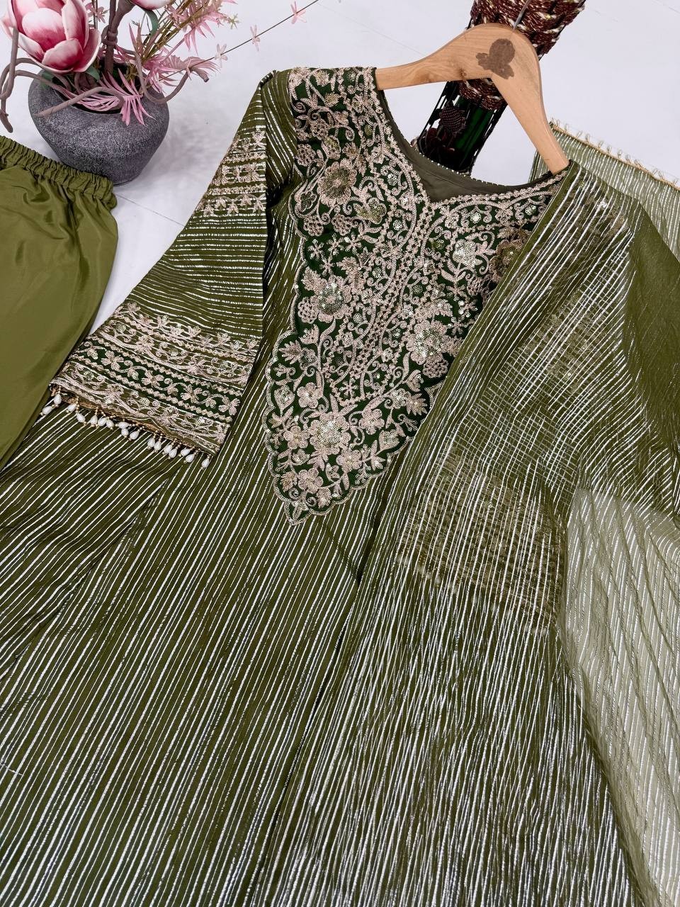 New Designer Nylon Lining Salwar Kameez With Dupatta For Wedding & Party