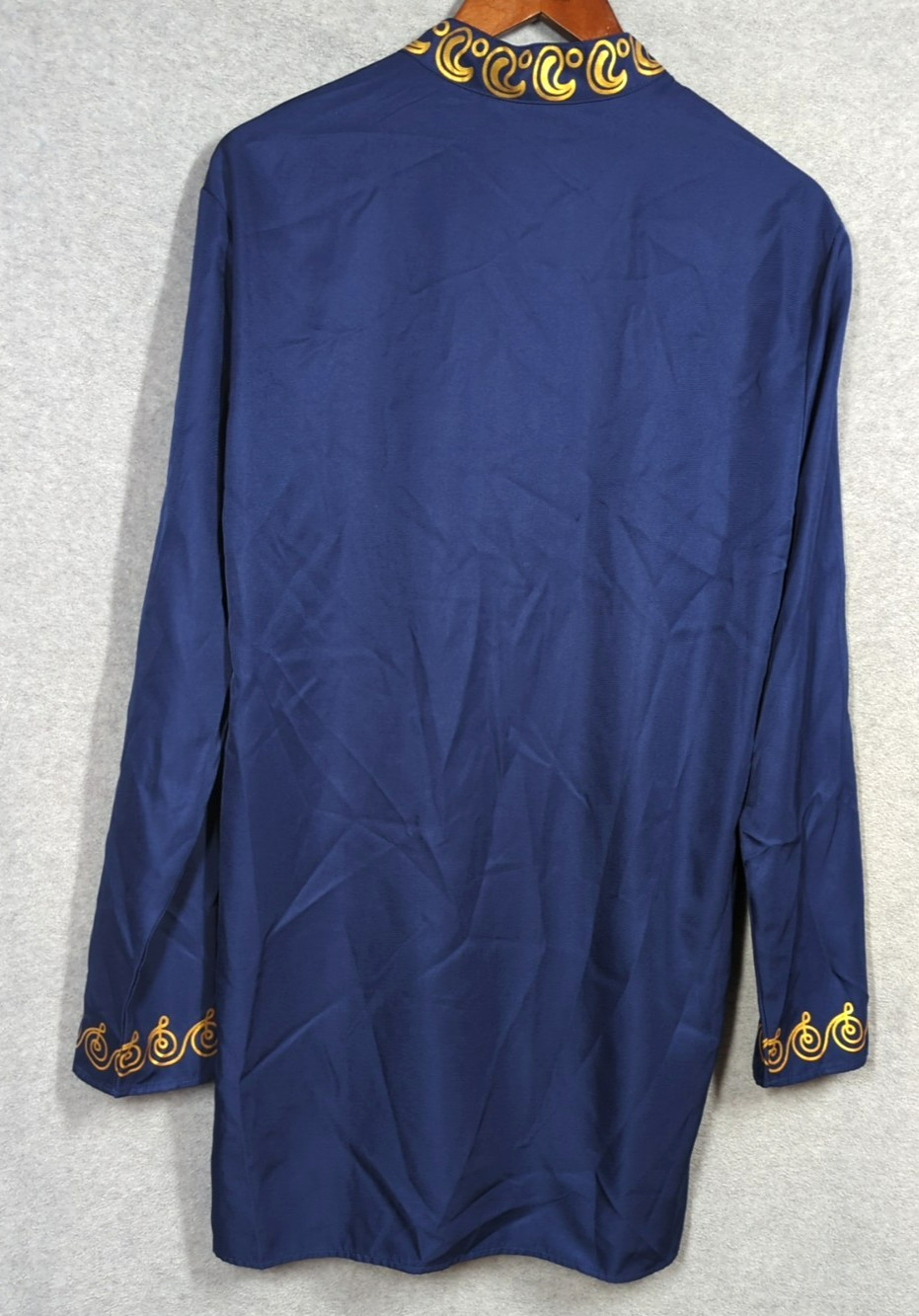 New LUC MATTON Tunic Shirt Men S African DASHIKI Tribal Blue Gold Long Sleeve