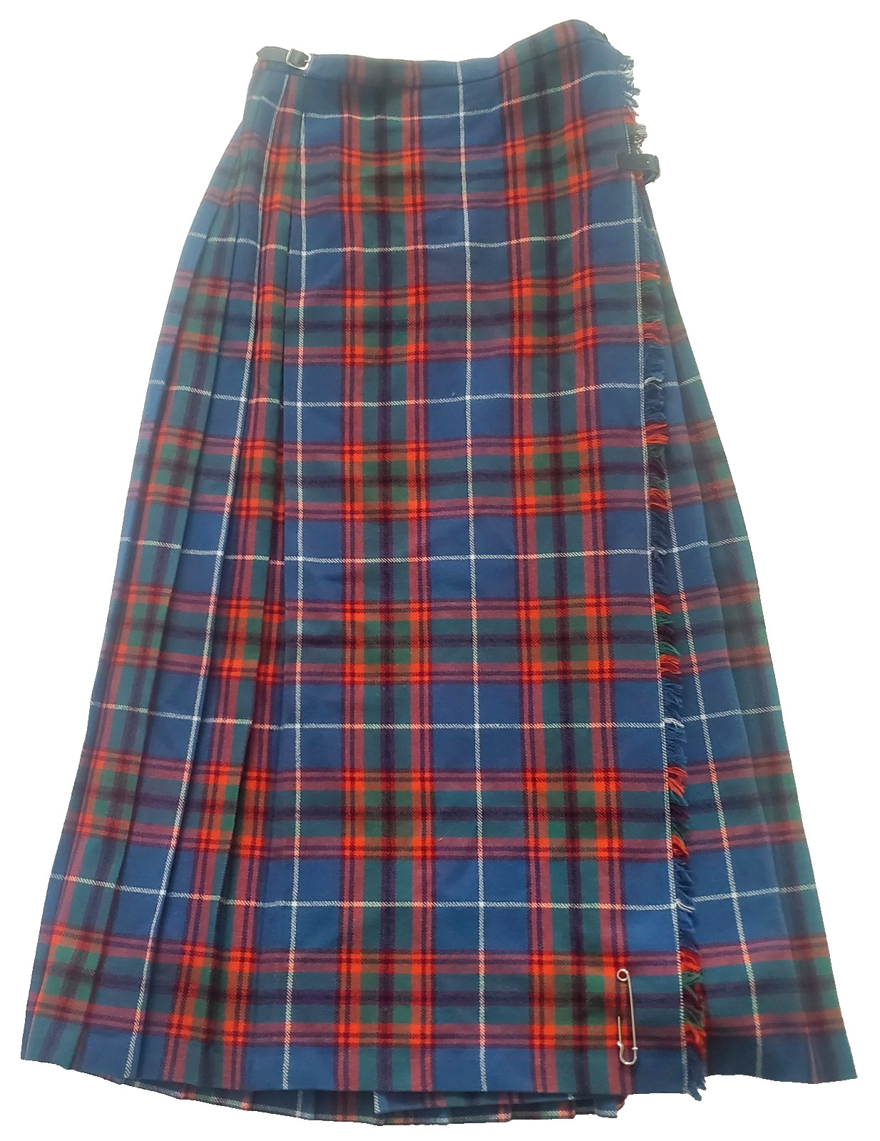 VTG Laird-Portch Scotland Wool Kilt Skirt Size 30 Plaid Blue Red Tartan Pleated