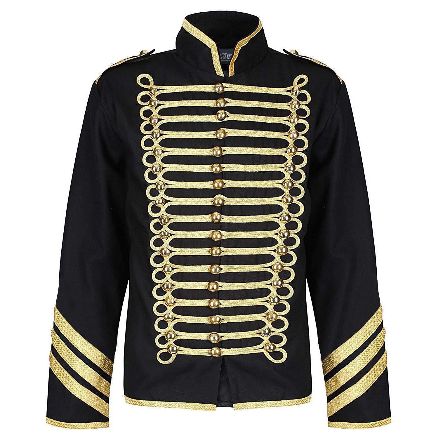 Men’s Black and Gold Braided Hussar Wool Military uniform jacket Handmade jacket