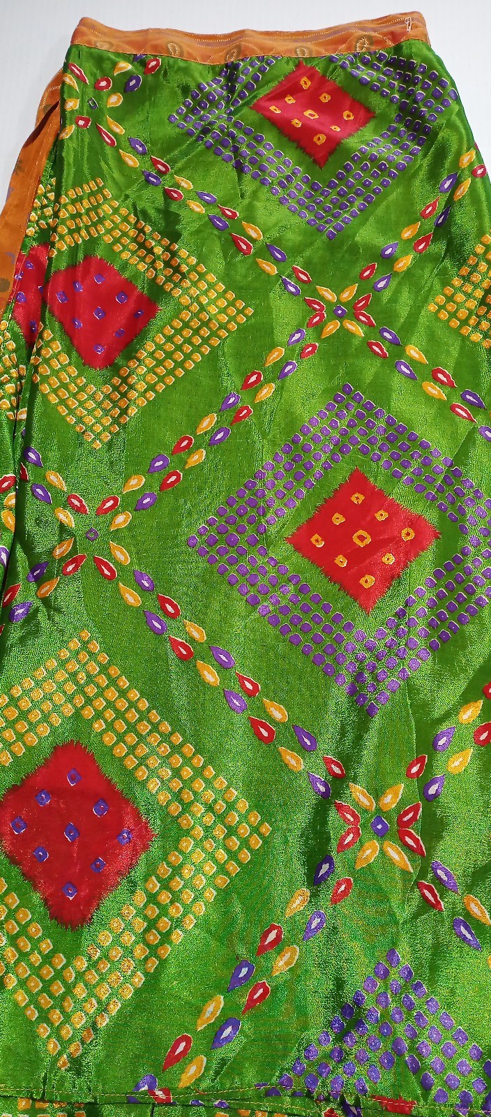 Indian Reversible Wrap Silk Skirt 2layers 80%silk20%poly Adjustable 49″Waistband