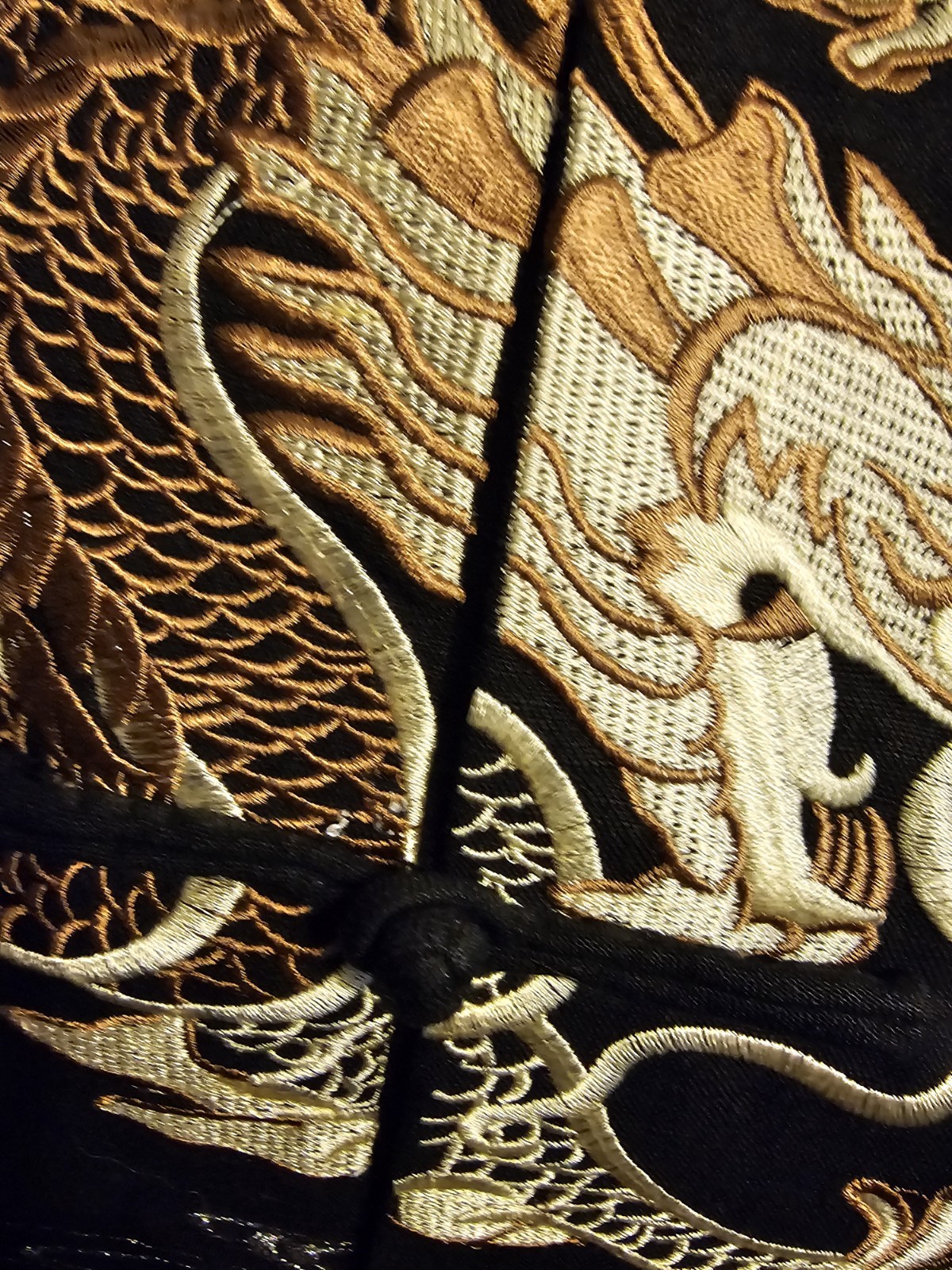 Beijiasi Microfiber Embroidered Dragons 2 Pocket Mandarin Jacket 2XL Black New