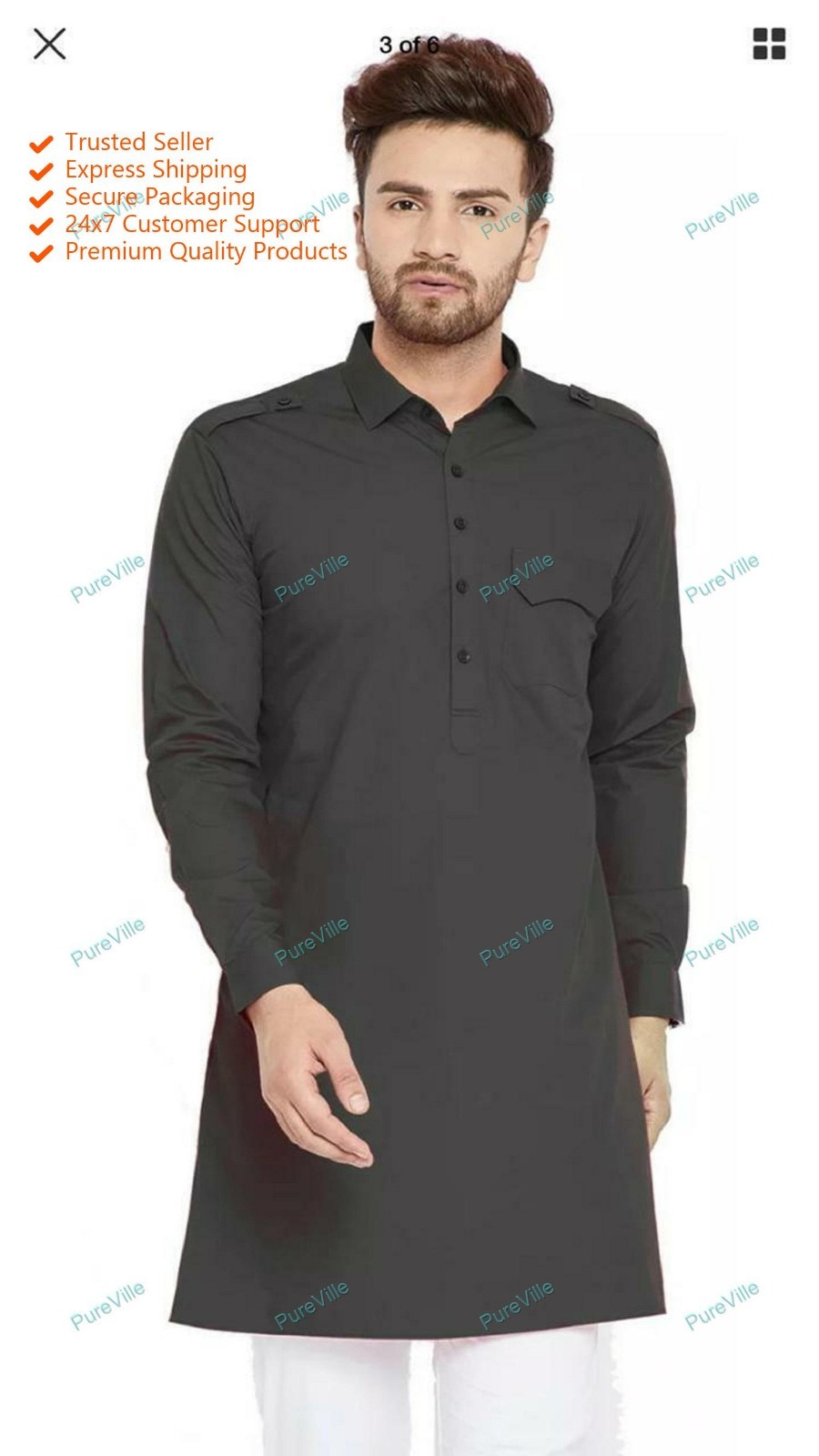 Mens Kurta Indian Kurat Solid Plain Full Sleeves Casual T Shirt Mens Kurta