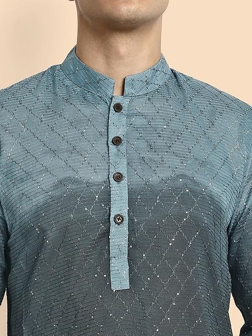 traditional Chikankari Embroidered Kurta with Elegant Sequence indian work