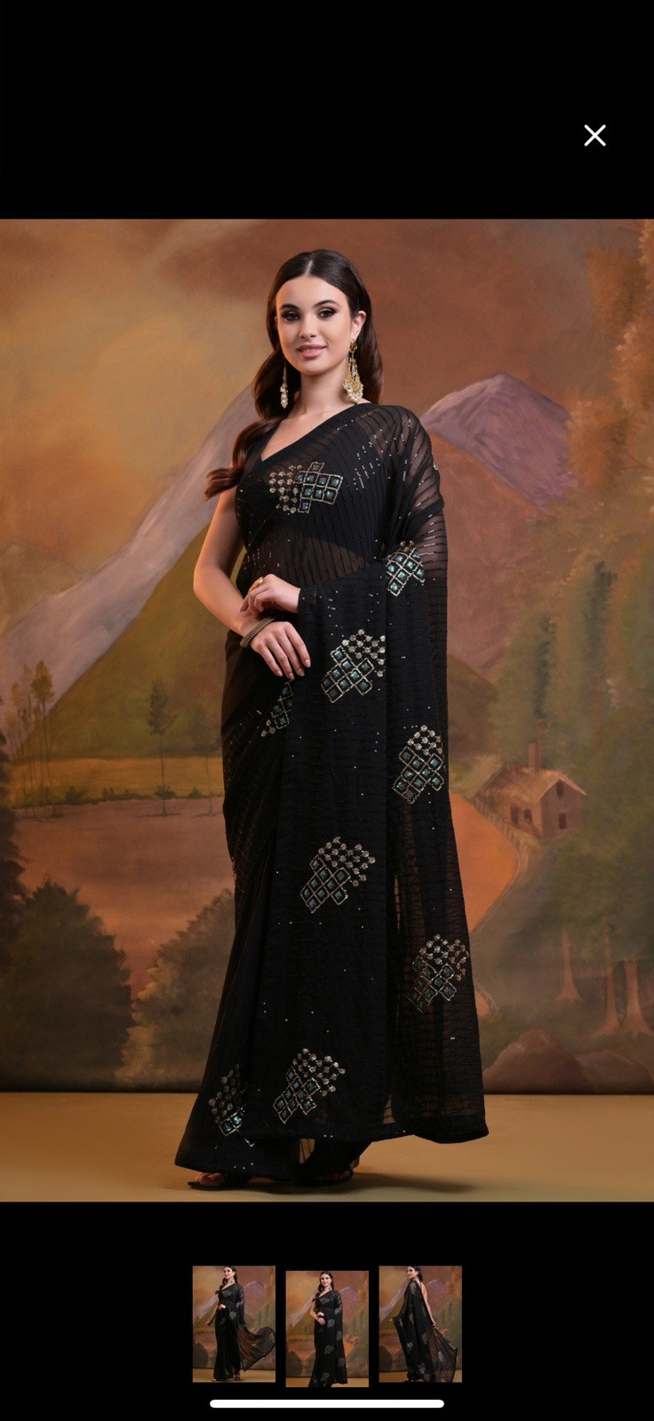 Women’s Party Wear Sequence Embroidery Work Georgette Saree With Fall Pico Done