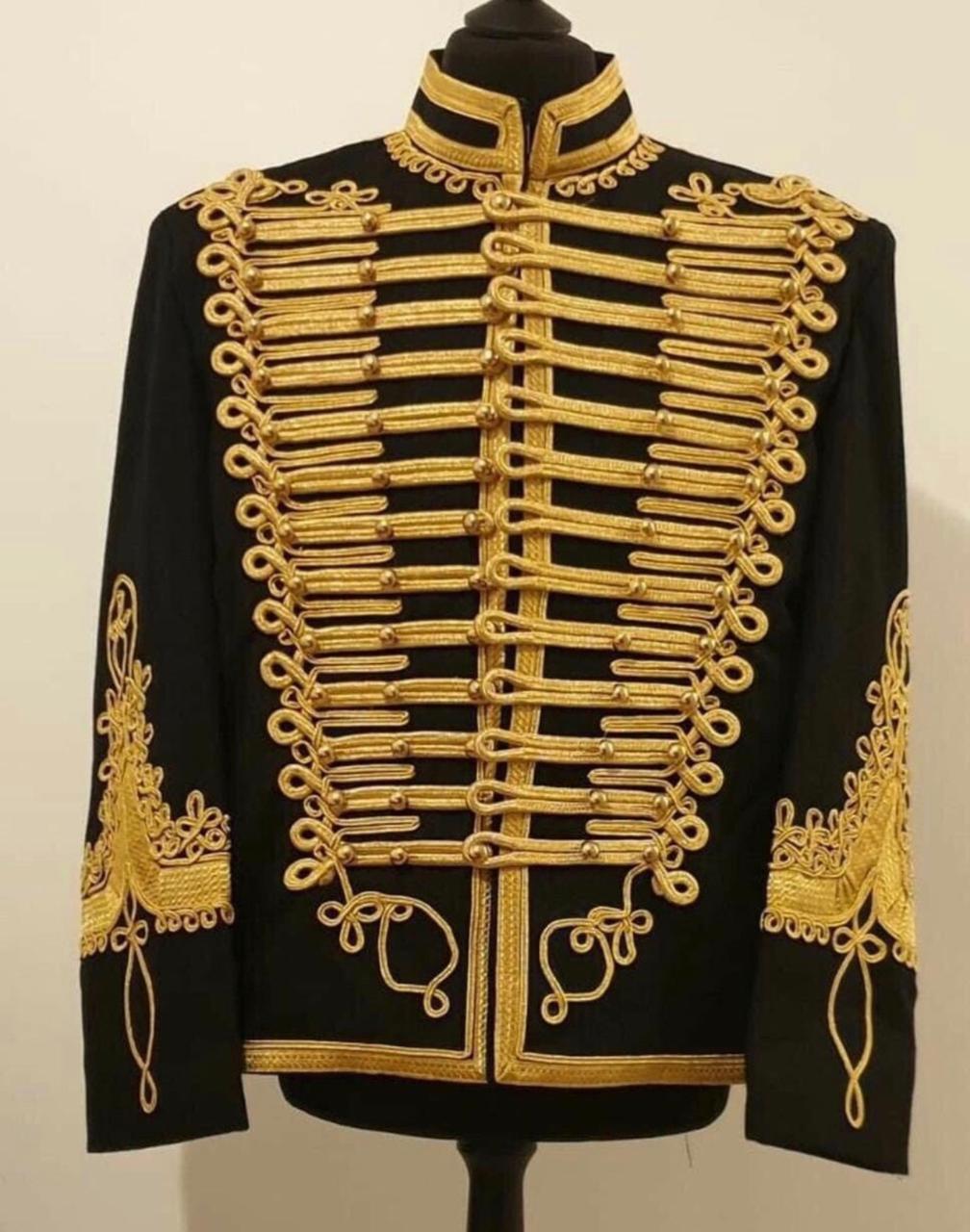 Napoleonic Black hussar 18 century vintage Military Tunic christmas jacket.