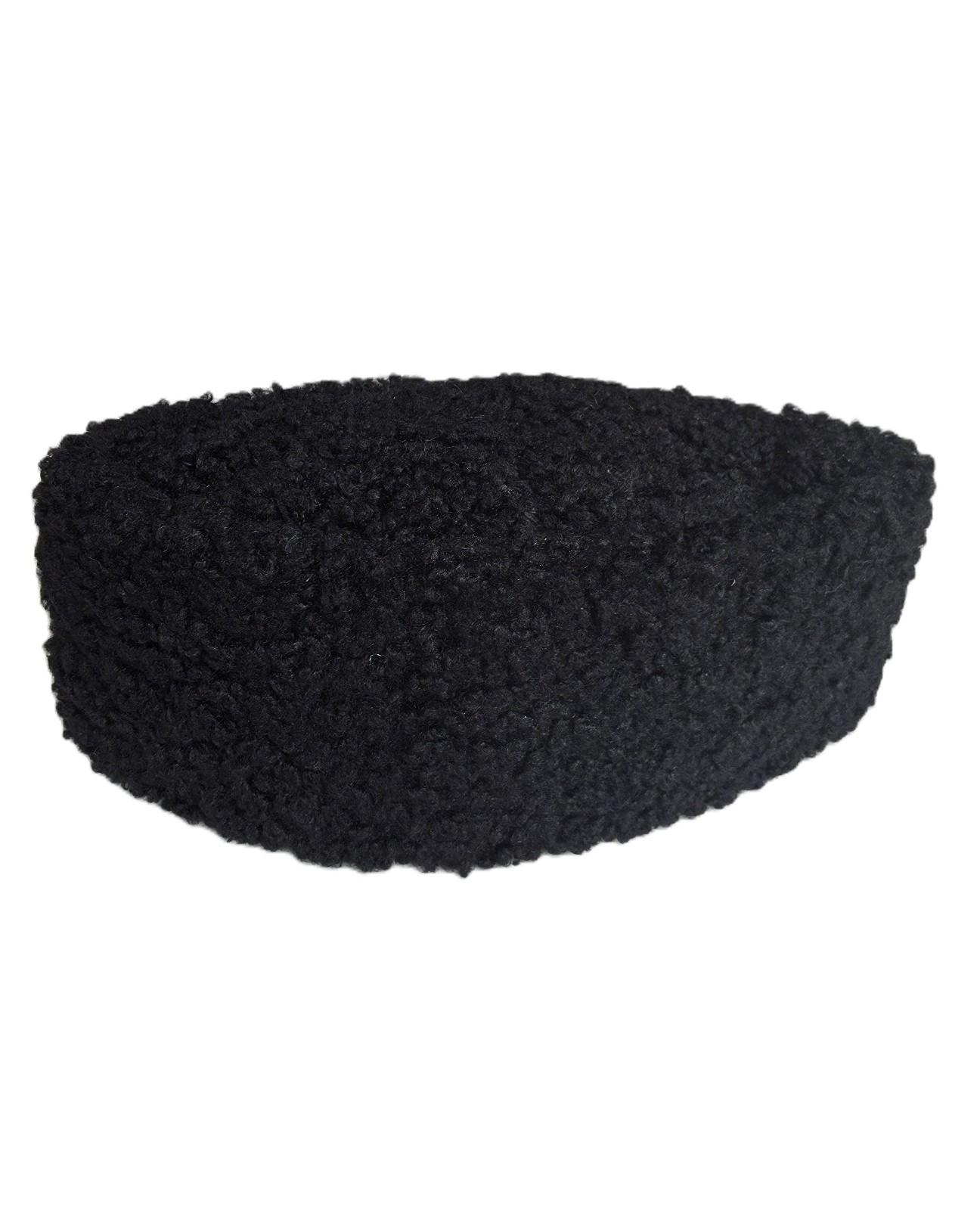 Black Boucle Curly Hair Cap Luxury Sherpa Foldable Pillbox Kufi Style Hat