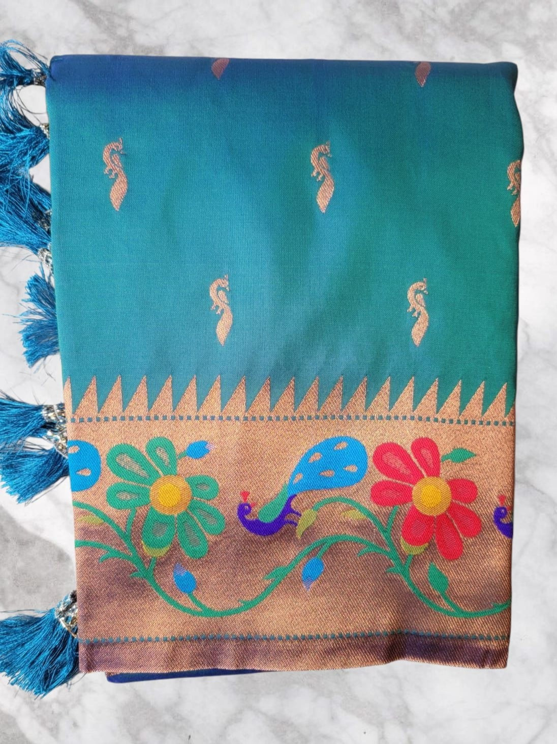 Soft Beautiful Paithani Silk Saree,Meenakari Weaving Saree,Traditional Saree