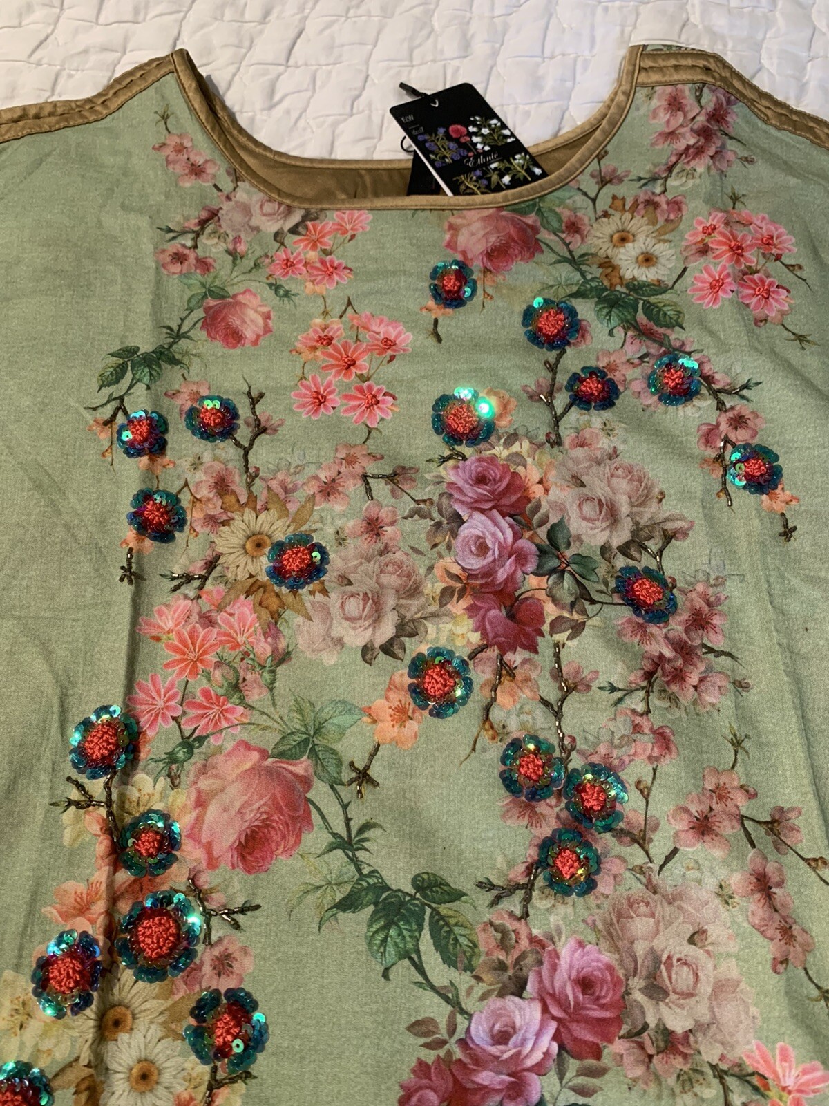 Ethnic Shirt Digital Print Lawn Shirt with Sitara Work Size M