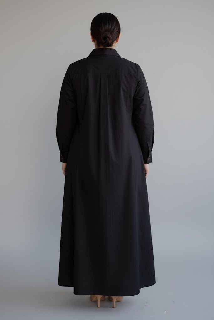 Versatile Full-Sleeve Glazed Cotton Maxi Dress | Modest Day Wear