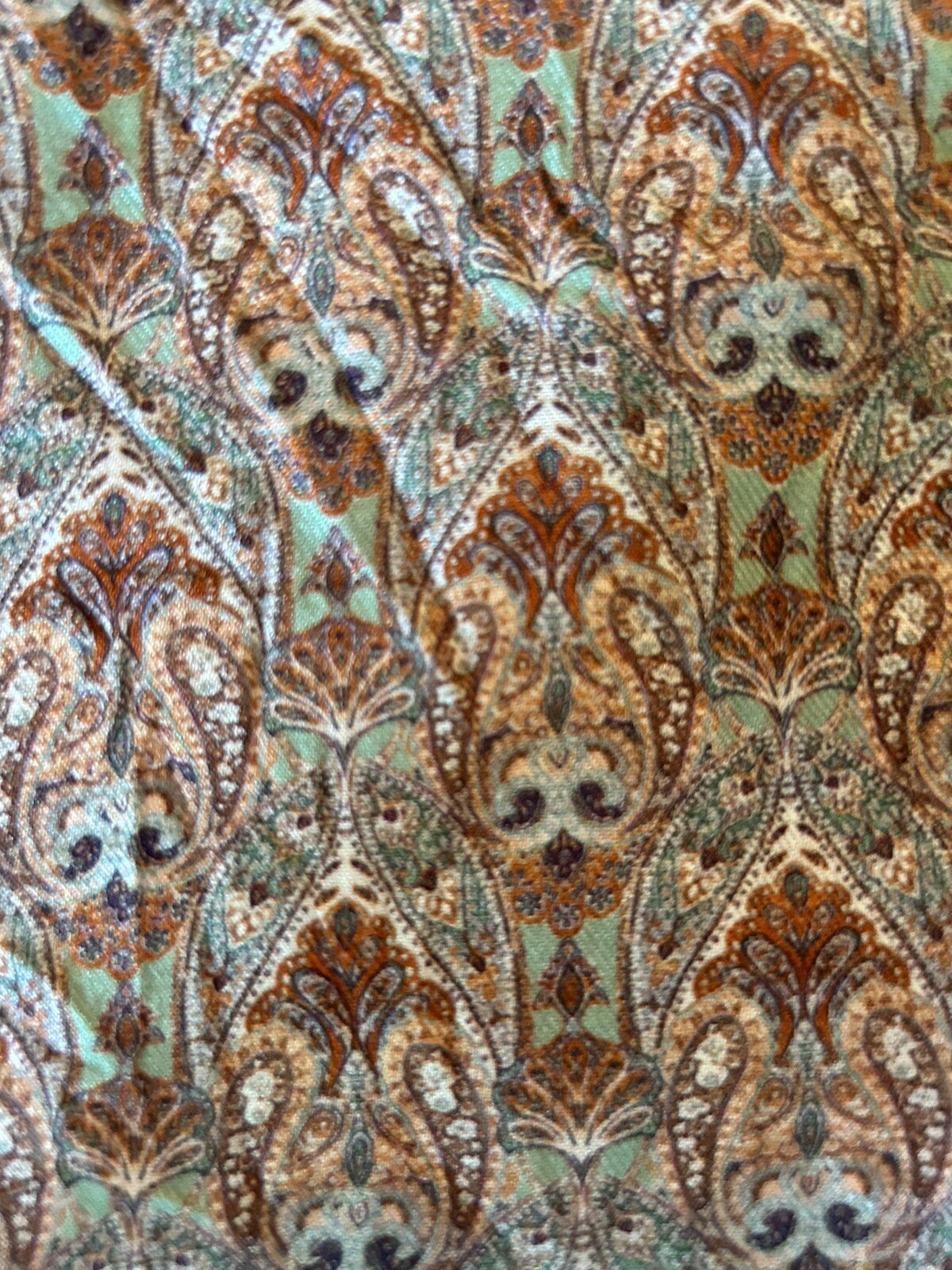 Kurti Printed Tunic Women size medium Dress Indian Stitched Kameez teal tan