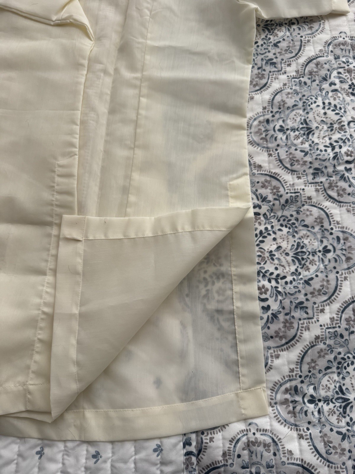 Cream Men’s Barong-Style Shirt with Embroidered Front