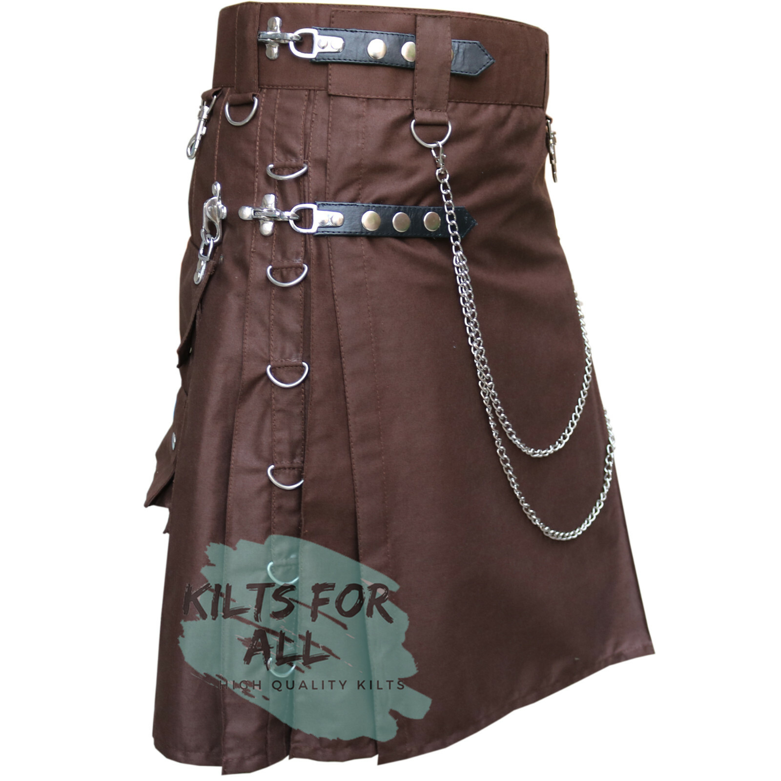 Kilt in Chocolate Brown Stud Utility Kilts (USA Seller)
