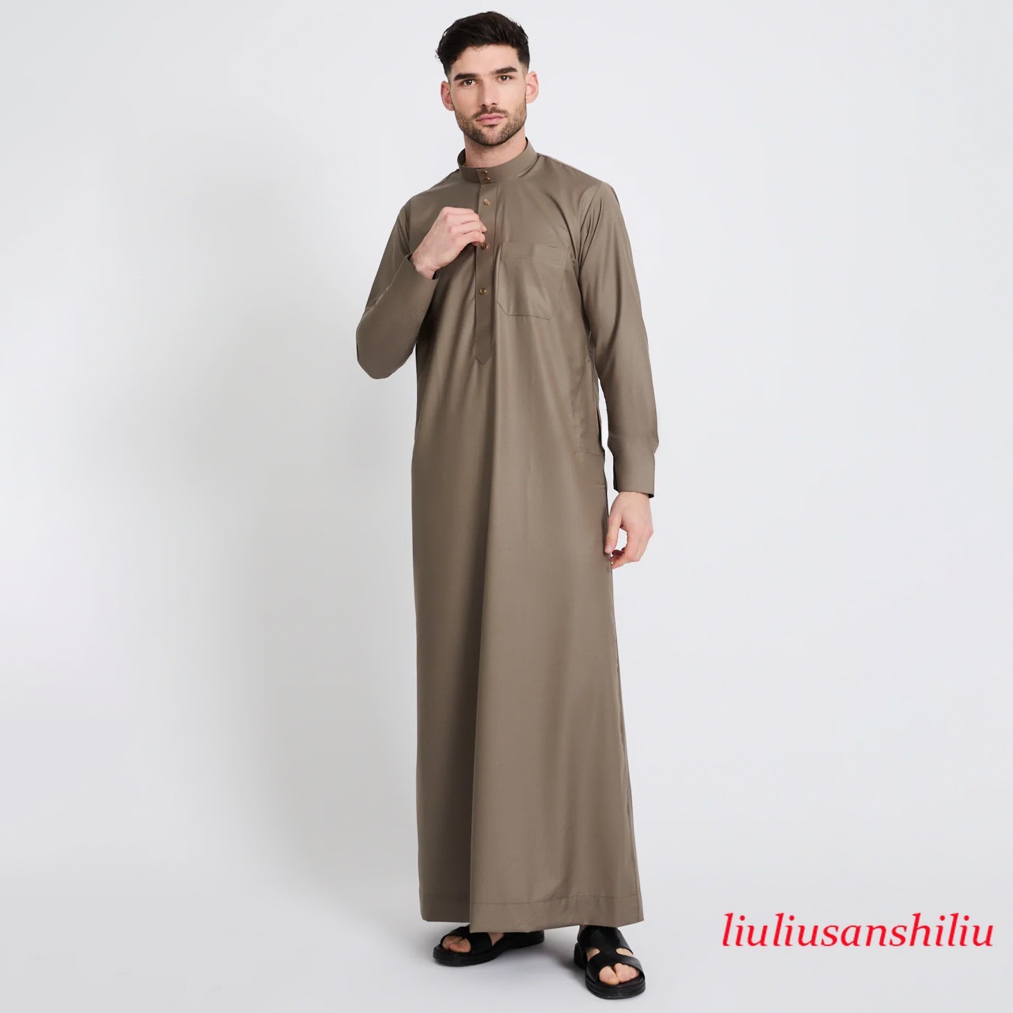 Arabian Men Long Robe Thobe Dishdasha Jubba Thoub Muslim Kaftan Abaya Ramadan