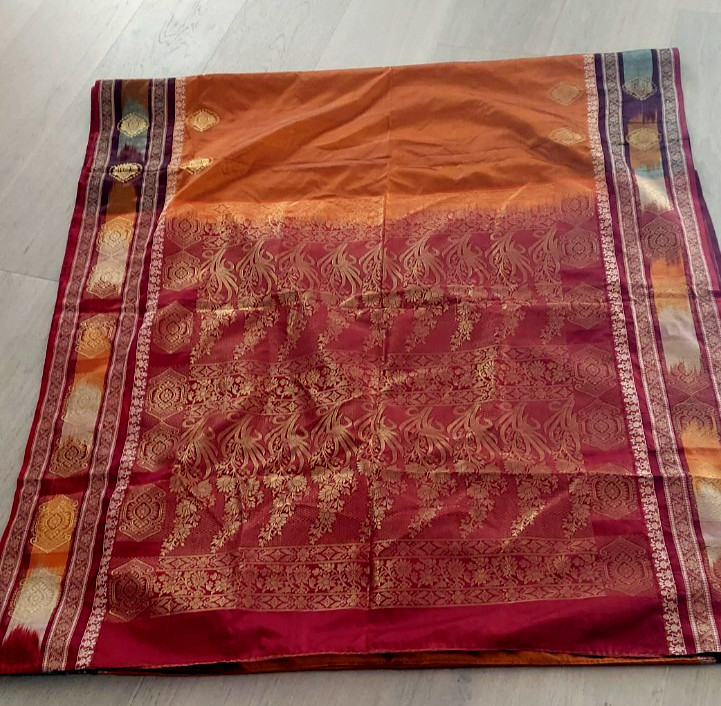 Designer Bollywood Bridal Silk Saree 6 meters Stitched Blouse, Skirt Indian