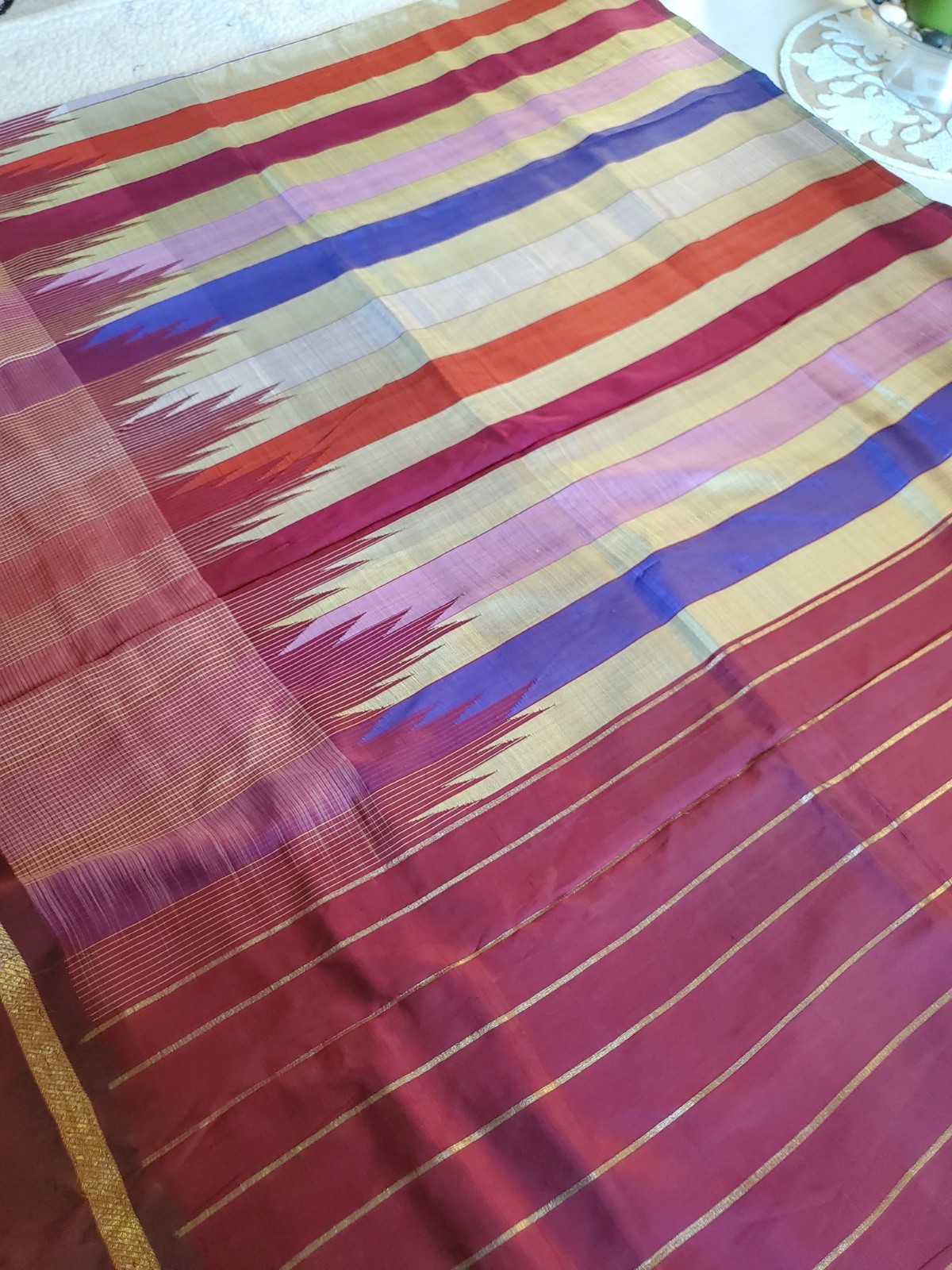 Women Pure Silk Authentic Kalakhetra Saree Handloom Festive Wedding Royal