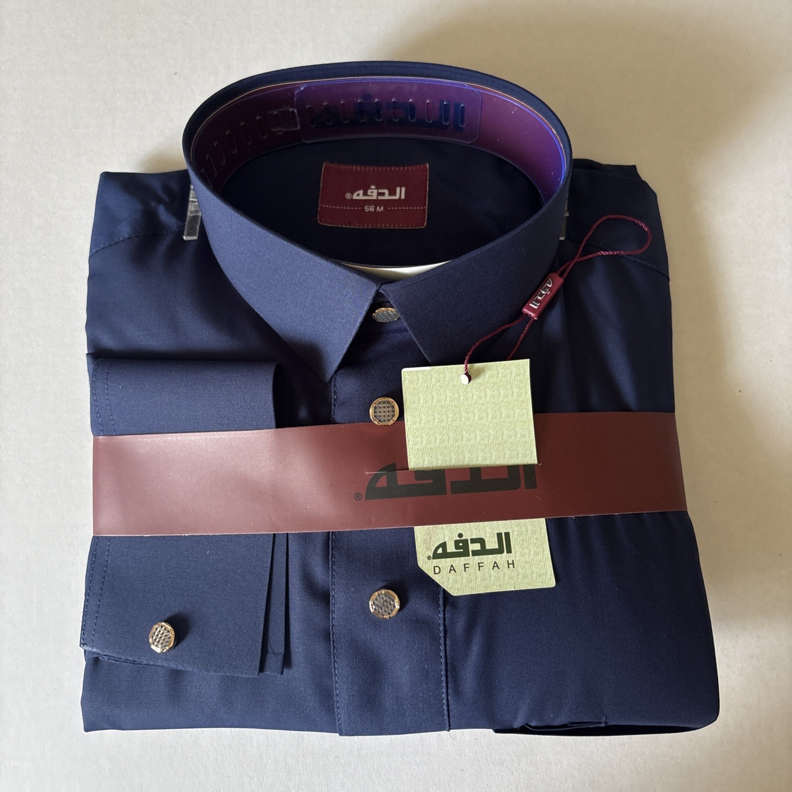 MEN Size 56M DAFFAH High Quality ALL SEASON Thobe CUFF SLEEVE SHIRT COLAR