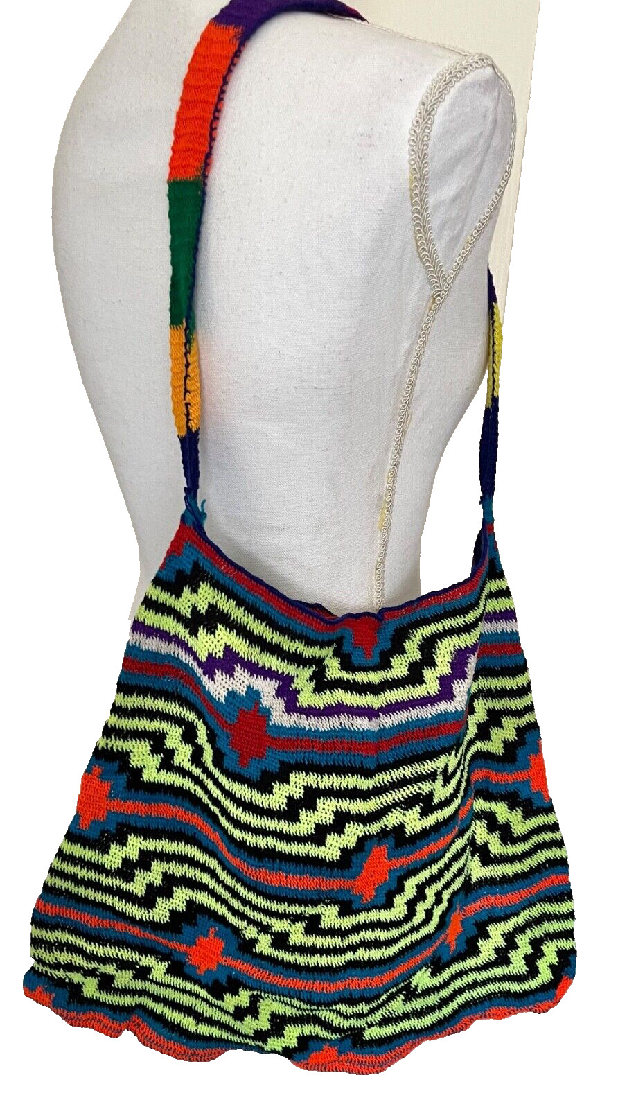Crochet Electric Neon Multicolor Large Crossbody Bag Hand From Columbia Unisex