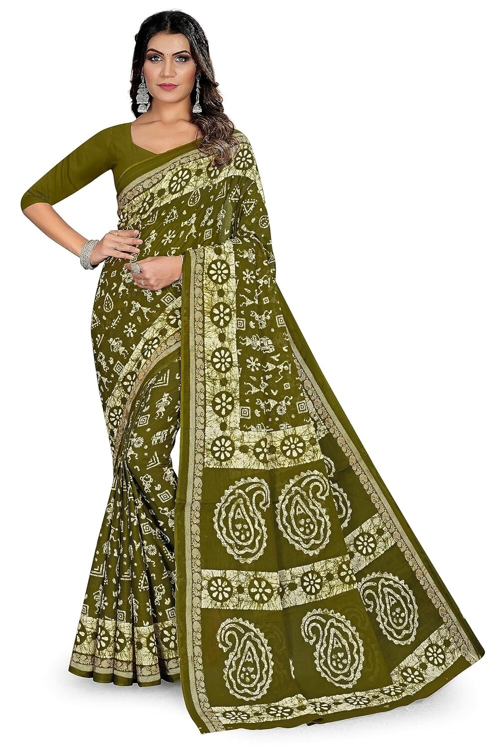 Women’s Plain Weave Pure Cotton Saree Without Blouse Piece