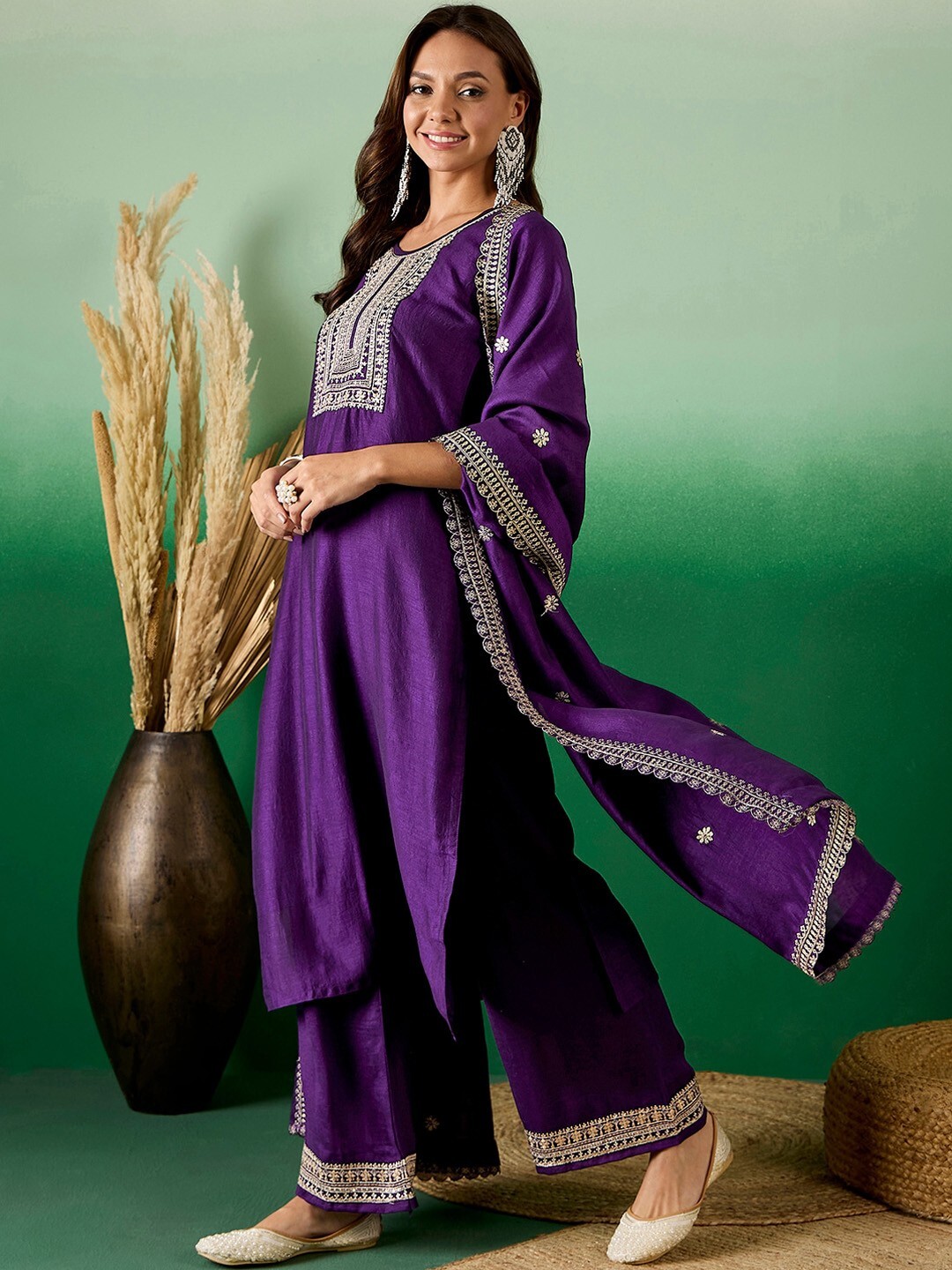Indian Bollywood Top Kurti Set Women Designer Party Wear Kurta Pant Dupatta Set