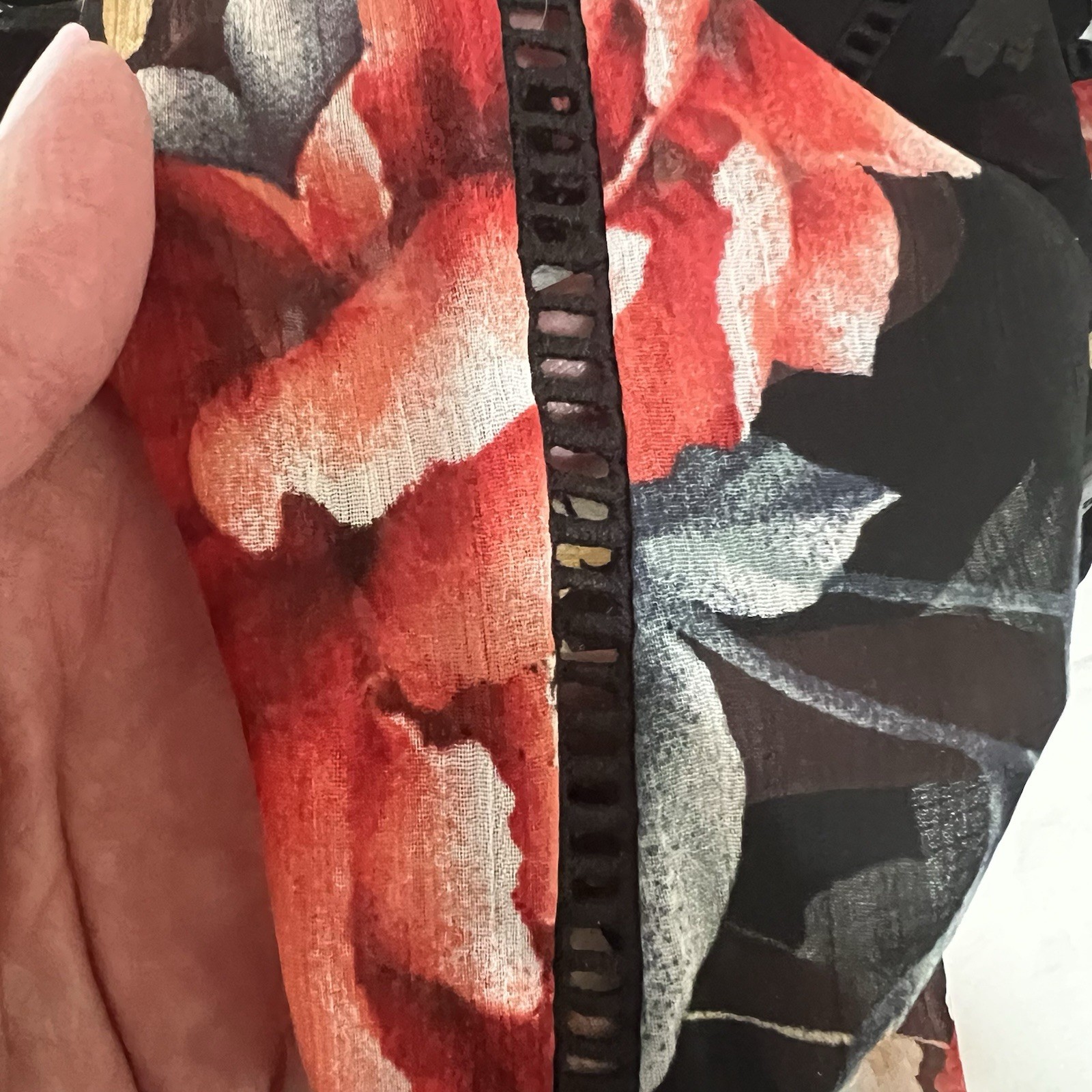 Band Of Gypsies Sheet Kimono Oversized Size Small Black Floral Print Boho Q6