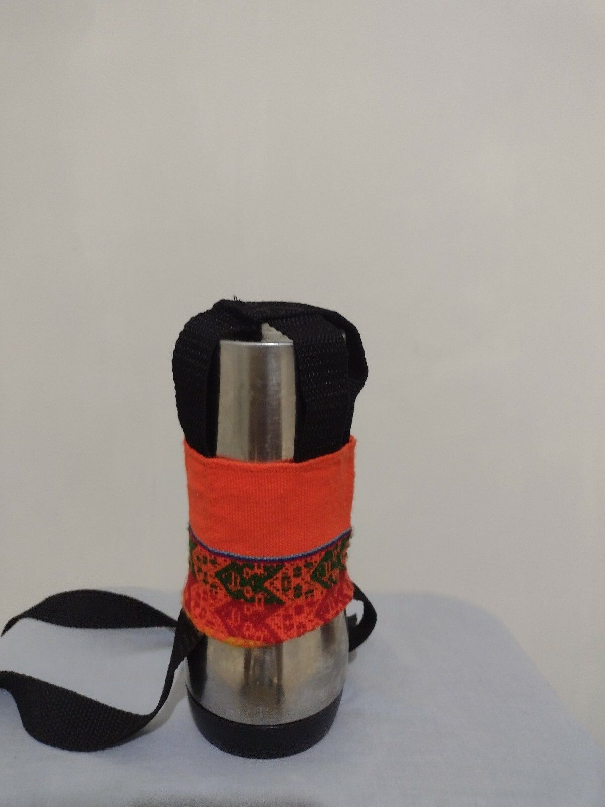 PERUVIAN HANDMADE WATER BOTTLE HOLDER WITH ADJUSTABLE SHOULDER STRAP