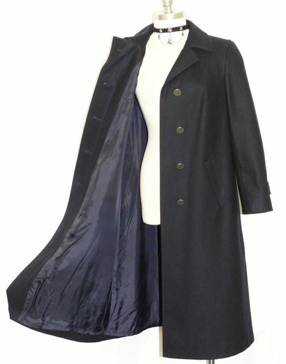 BLUE WOOL Over Coat Winter JACKET Long Women Julius Lang German B40″ 10 M