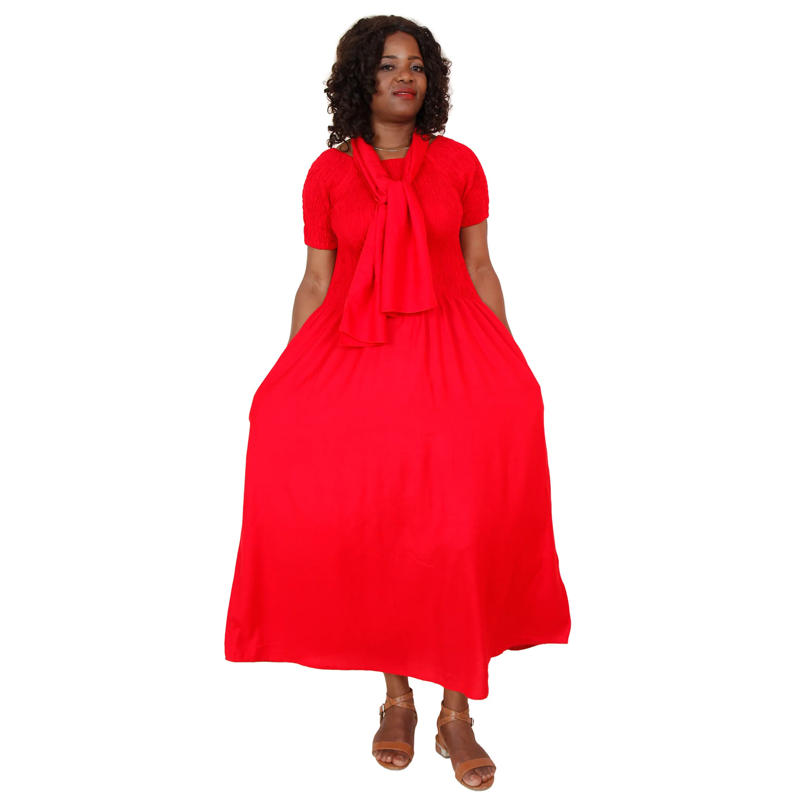 African Women’s Rayon Short Sleeve Dress — FI-R50071