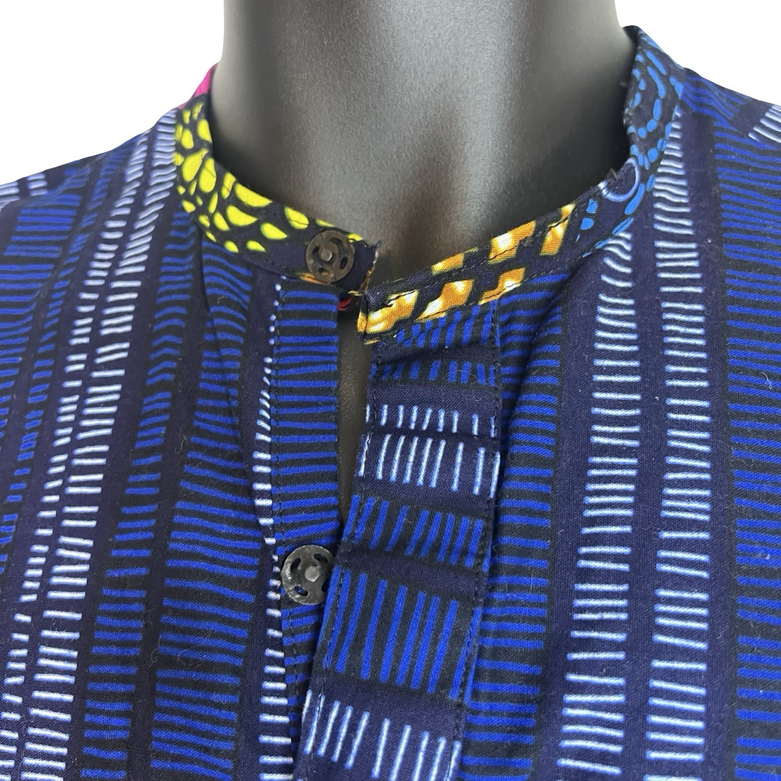 Blue African Print Unisex Shirt w/ Multi Color Design