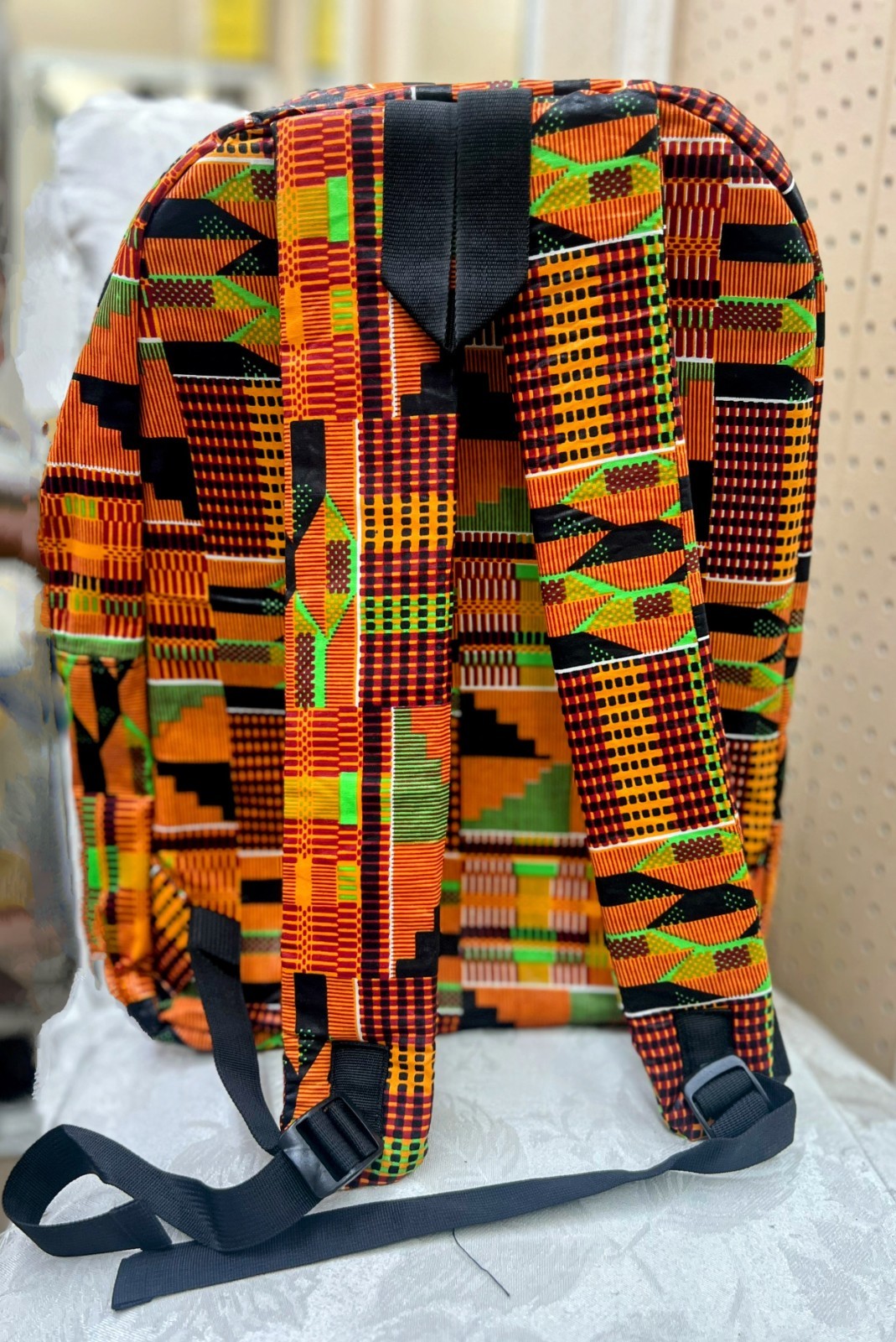 Padded African Kente Backpack with multi pockets, inside lining & Padded Straps