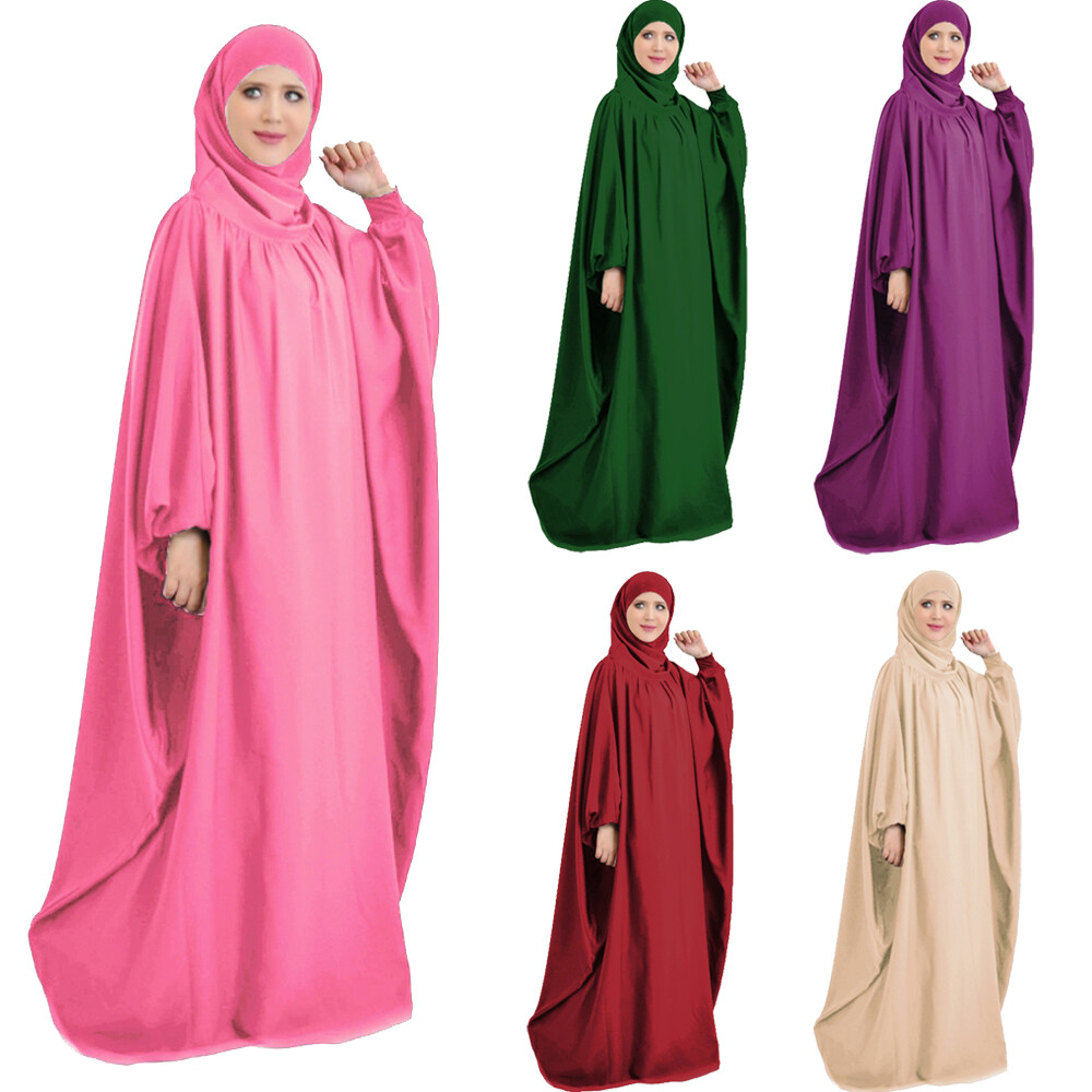 Abaya Prayer Kaftan Caftan Khimar Hooded Maxi Dress Muslim Women Burqa Robe Gown