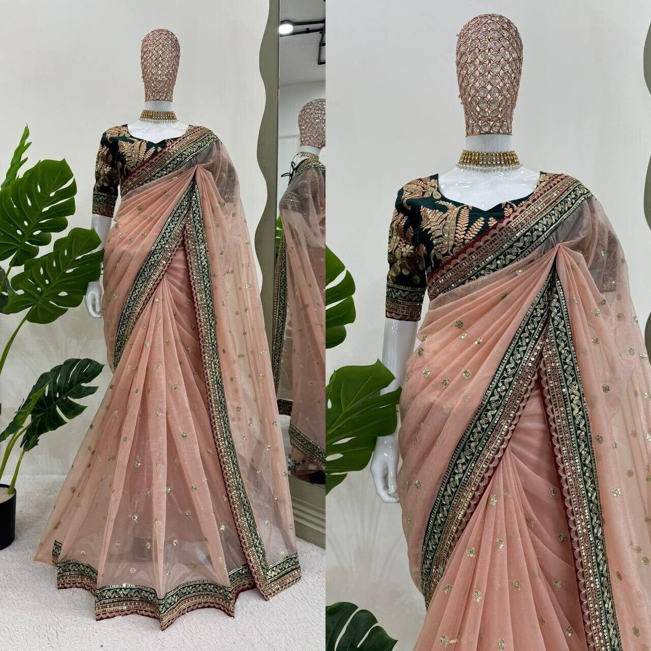Designer Sari Bollywood Bridal Silk Saree Blouse Wedding Indian Party Wear Sari