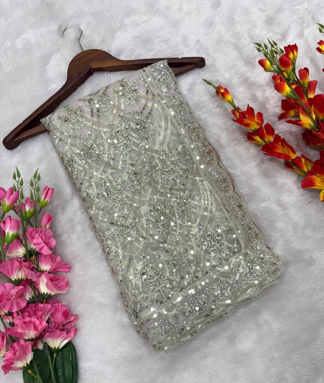 Premium Butterfly Net Wedding Function Party Wear Indian Sari With Blouse11-HC-1