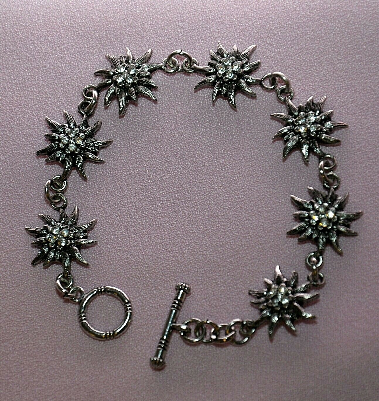 Toggle BRACELET Edelweiss Flower German Faux Silver Oktoberfest Dirndl Dress