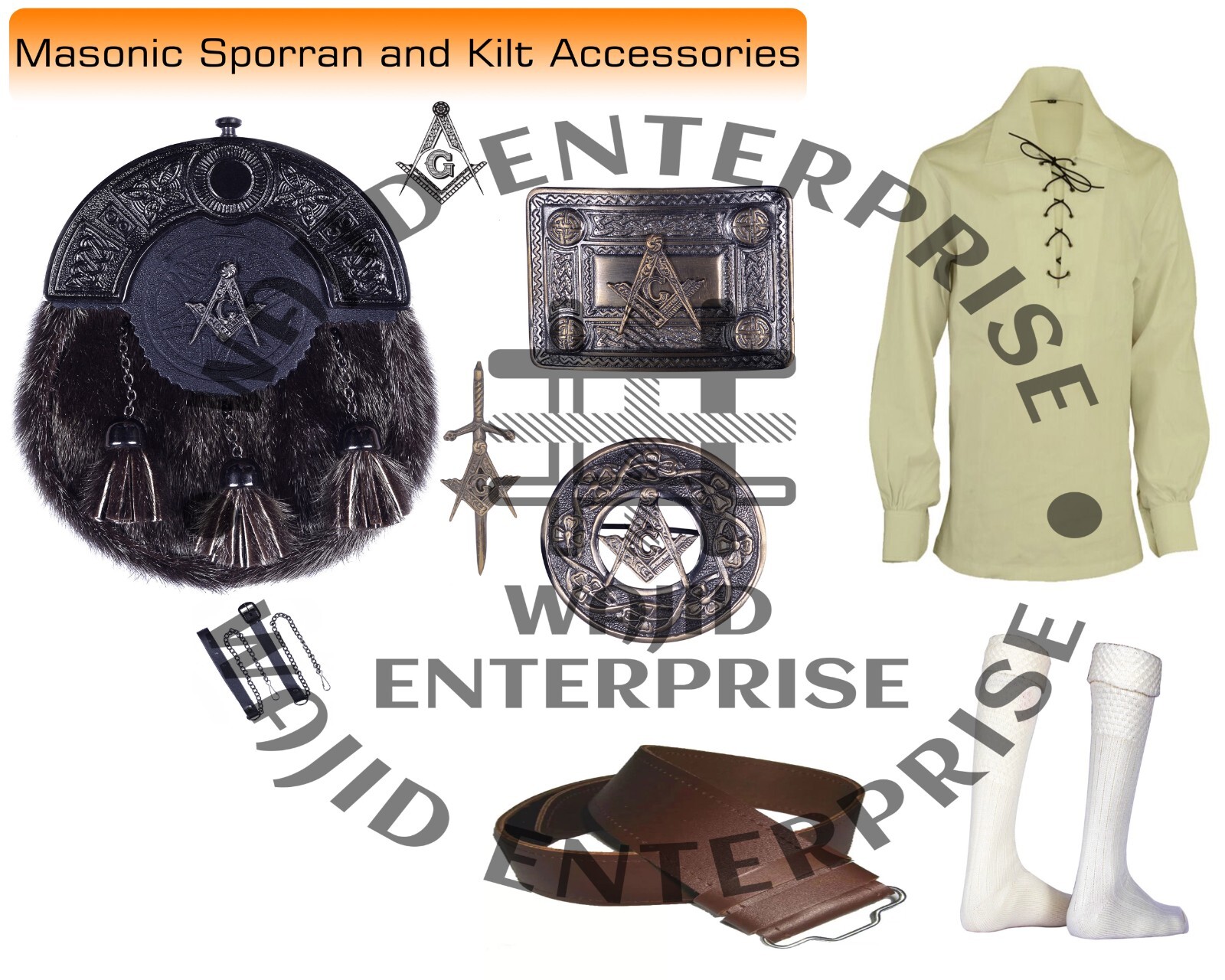 kilt Antique Full Dress Sporran & Kilt Shirt Kilt Belt Socks Brooch Pin & Buckle