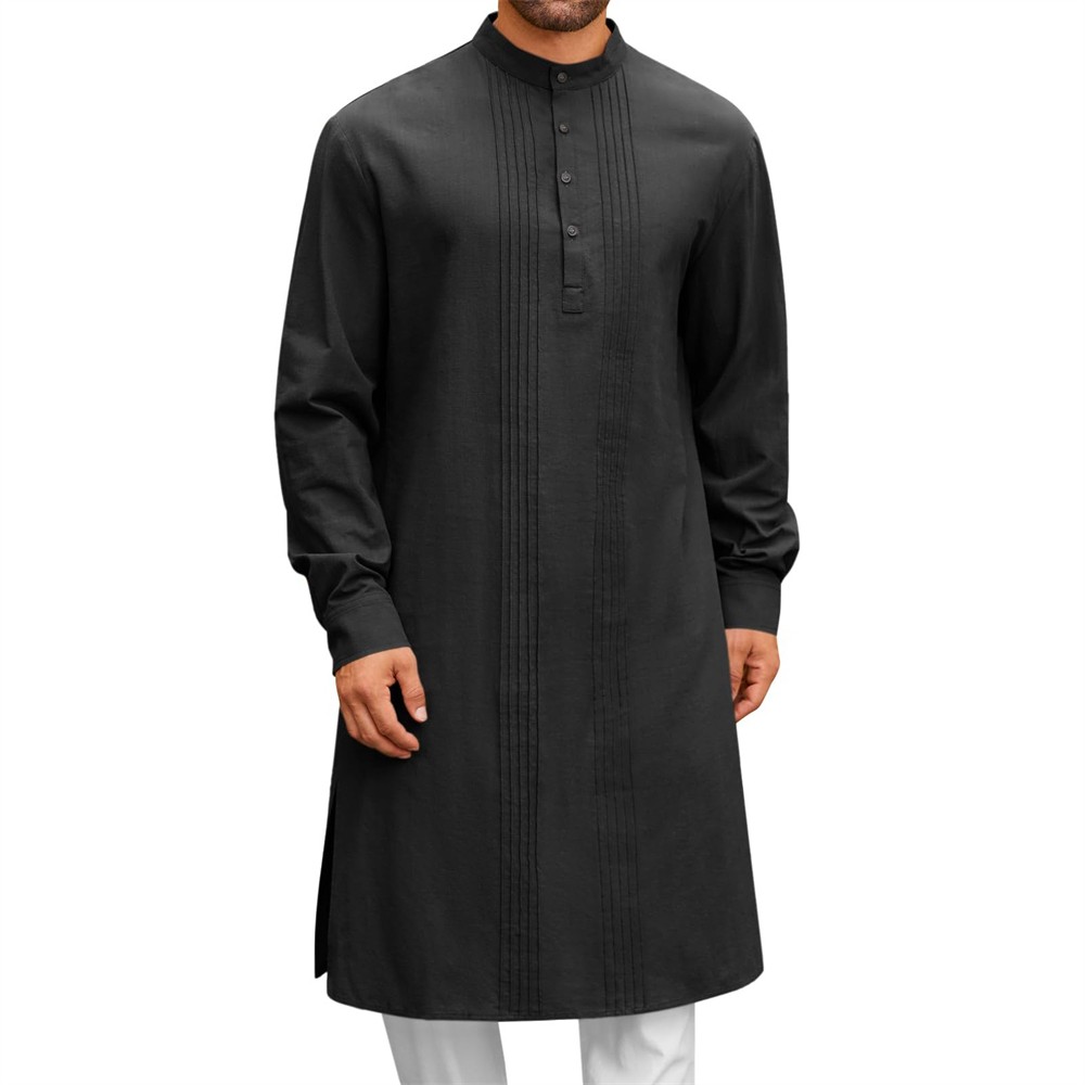Men’s Middle Eastern Clothes Long Sleeve Muslim Islamic Kaftan