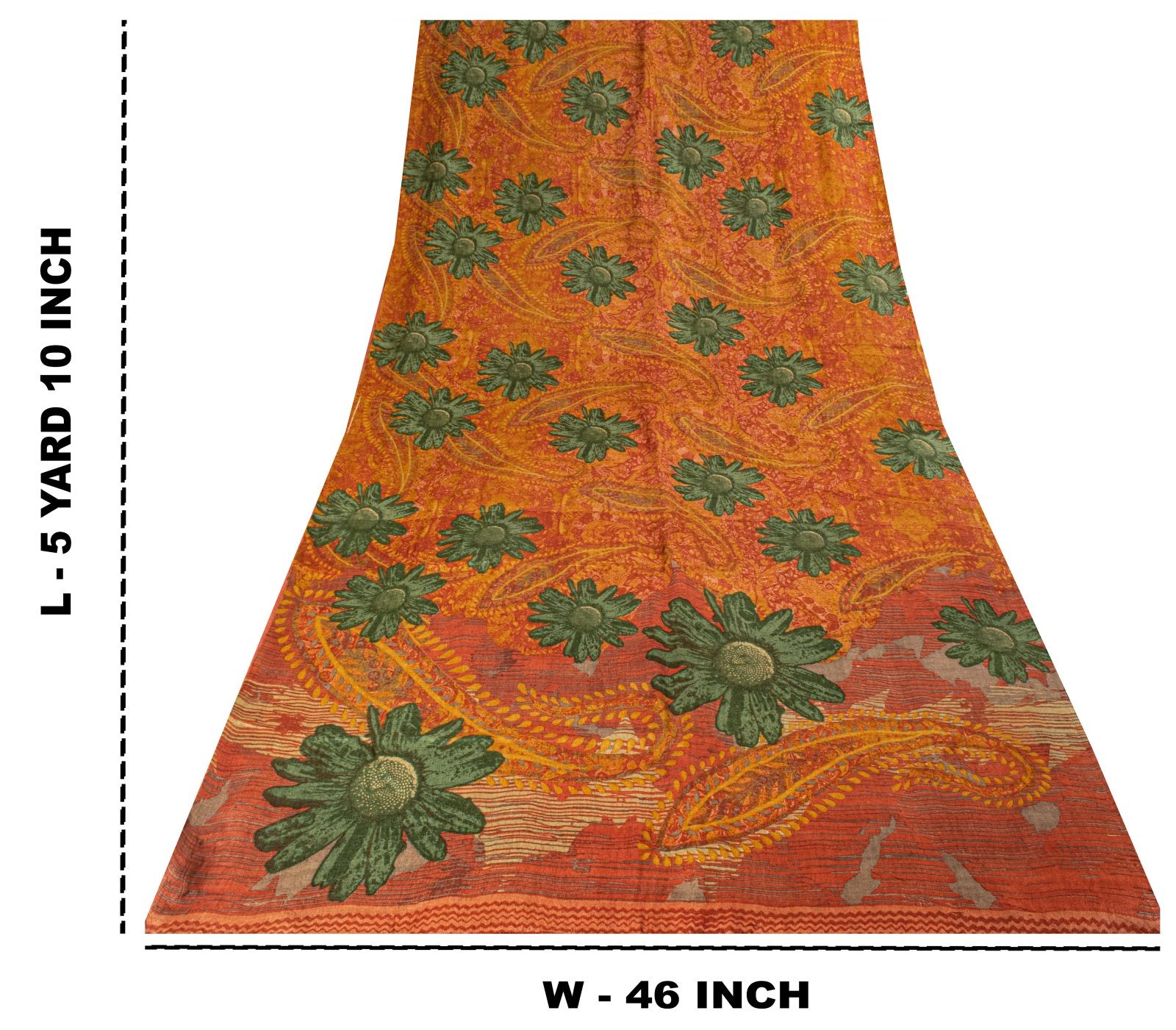 Sanskriti Vintage Soft Yellow Pure Woolen Saree Floral Printed Sari 5+Yd Fabric