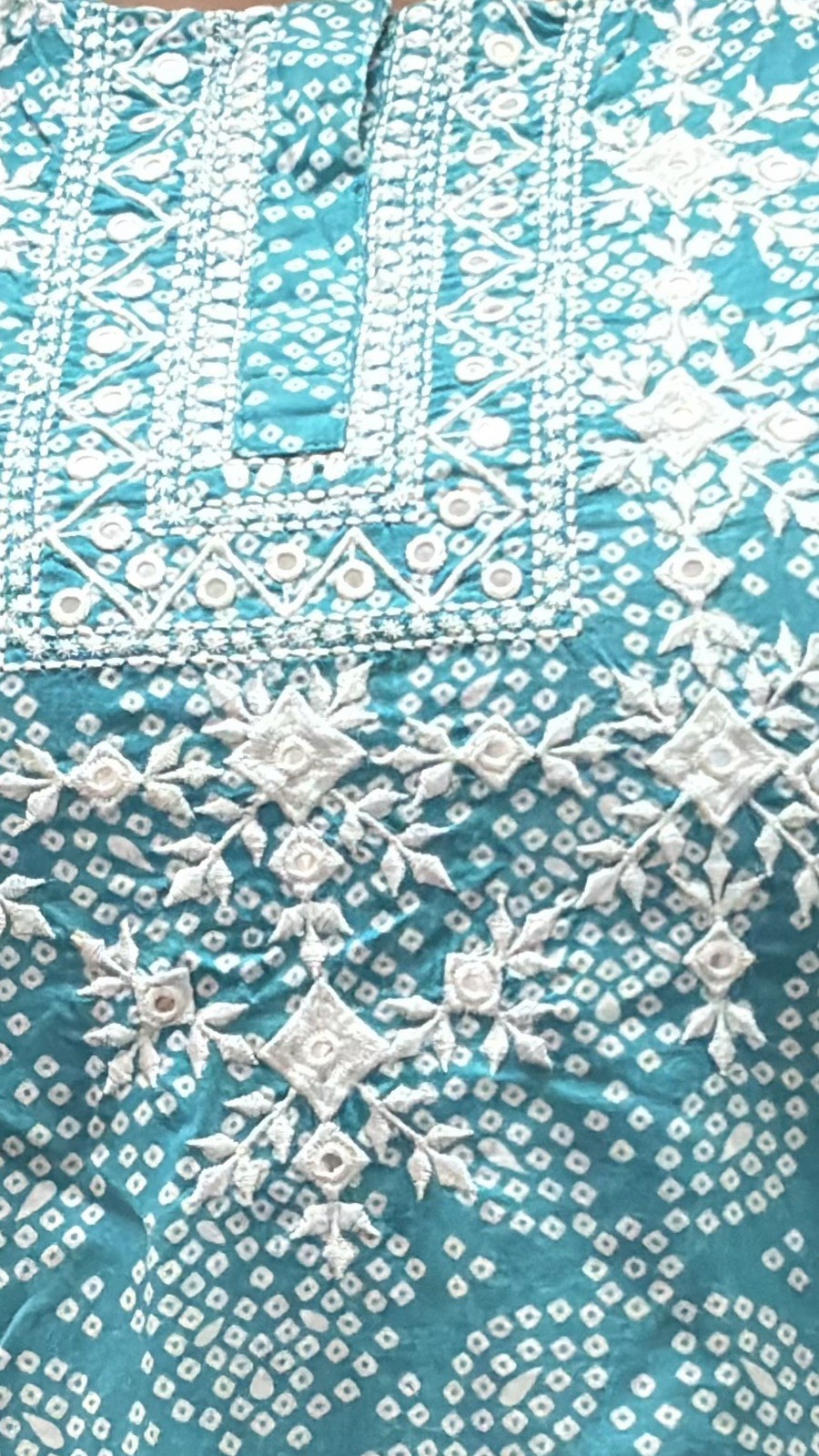 Women’s Medium Elegant Turquoise Teal Blue Embroidered Salwar-Kameez Set