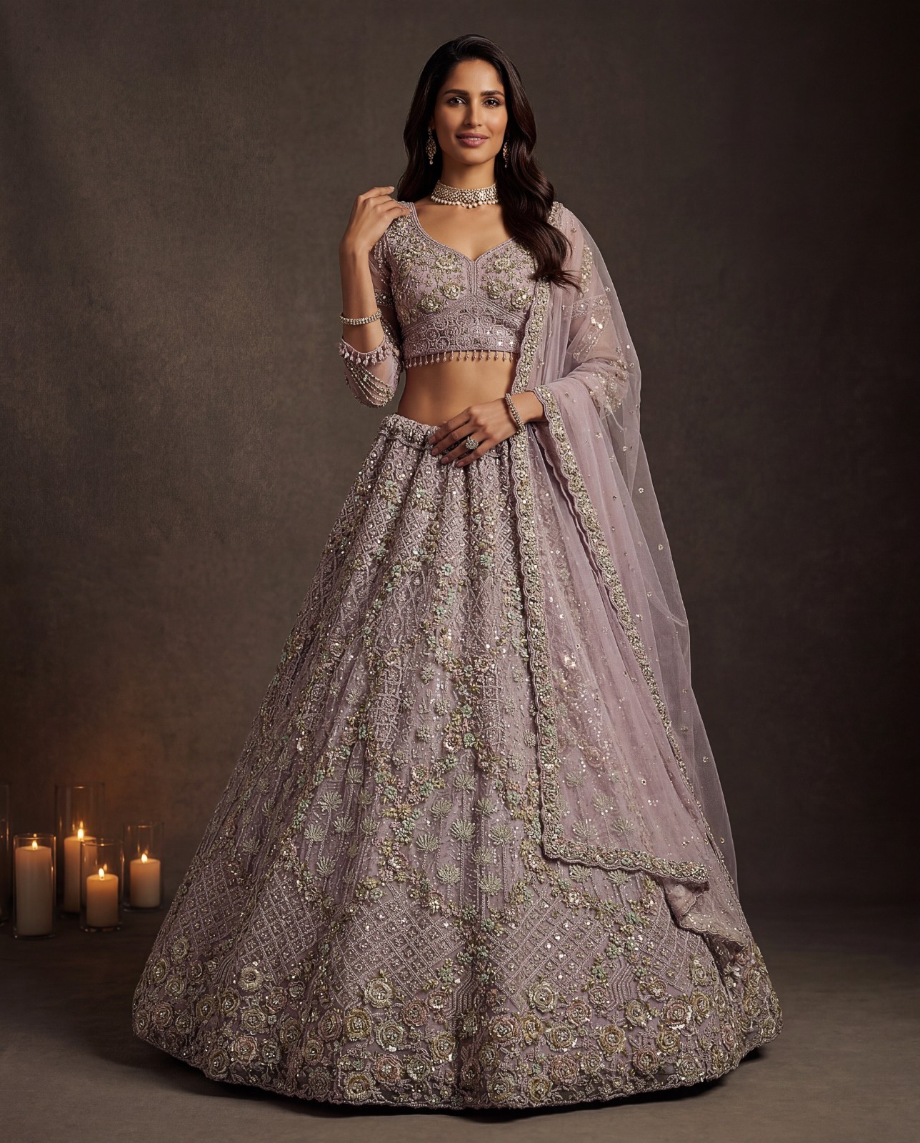 Designer Double Net Lehenga Choli Dori Embroidery Wedding Party Wear