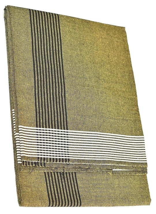 Men’s Cool Cotton Dhoti Plain Solid/Length: 2.0m (Gold & Sky Blue)