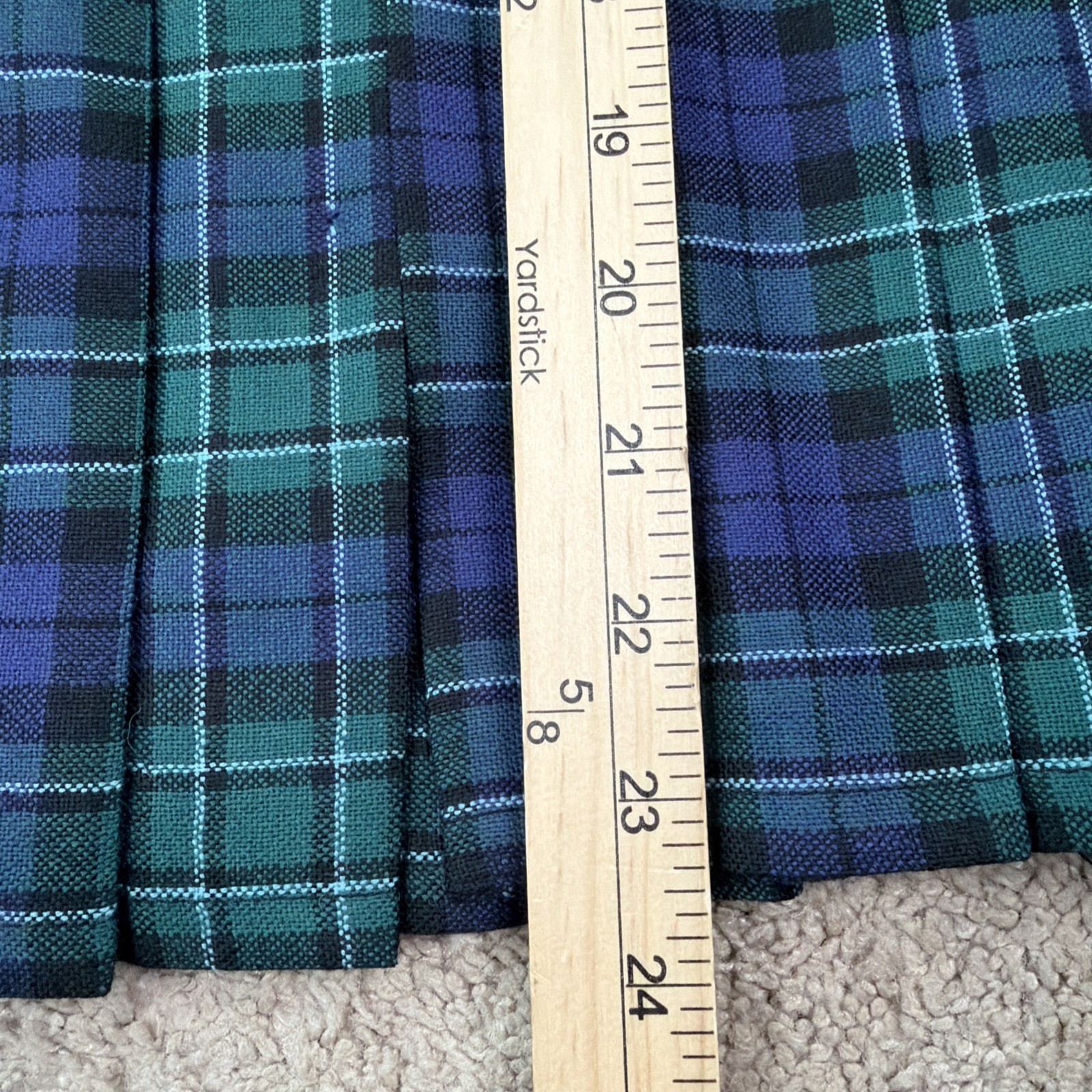 Sport Kilt Green Plaid Made in USA Hook & Loop Closure PolyBlend Black Watch