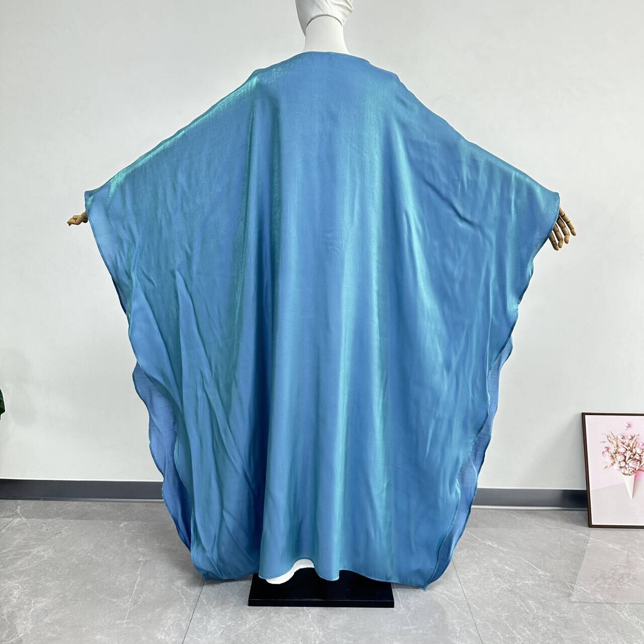Muslim Women Kids Girls Batwing Sleeve Open Kaftan Kimono With Inner Dress 2pcs
