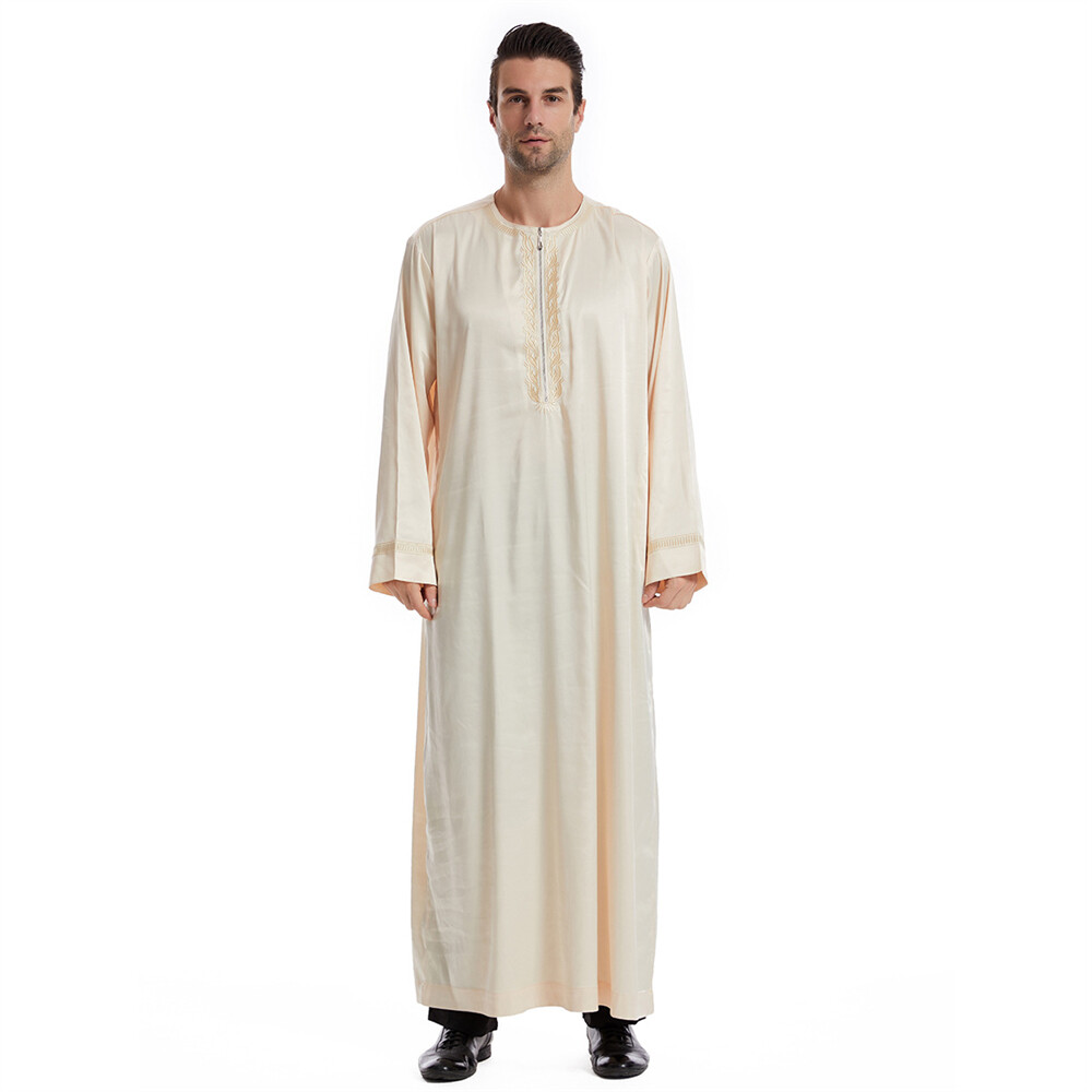 Muslim Men Saudi Abaya Kaftan Thobe Jubba Thoub Robe Dress Dishdasha Arab Gown