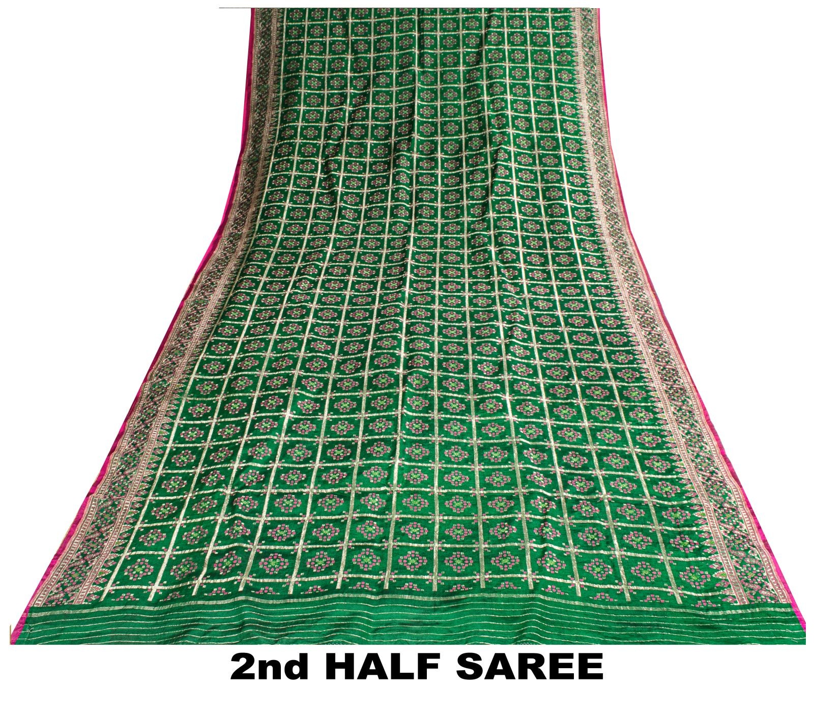 Sanskriti Vintage Green Sarees 100% Pure Silk Woven Brocade Craft Fabric Sari
