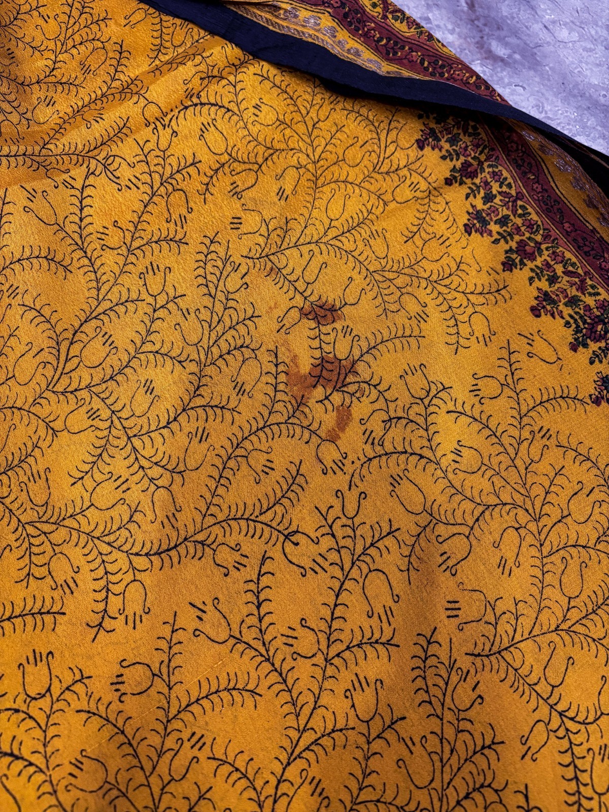 Vintage Mustard Chiffon Silk Saree | Lightweight Fabric for DIY & Sewing CS1058