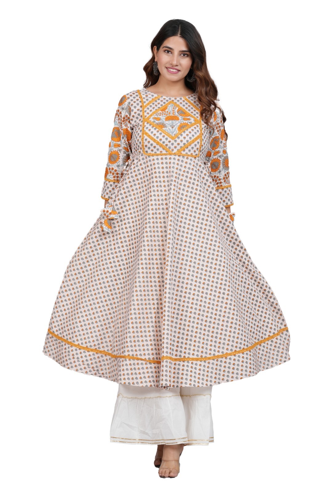 YASH GALLERY Plus Size Floral Anarkali Kurti, Multi-Color Ethnic Wear