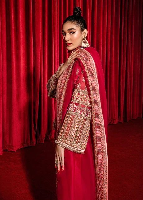 Party Wear Red Classy Designer handwork machine work suit