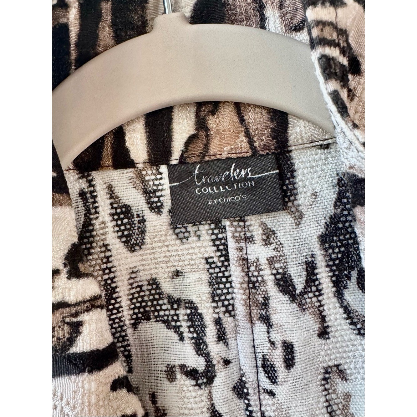 Chico’s Travelers Collection Black and White Animal Print Jacket